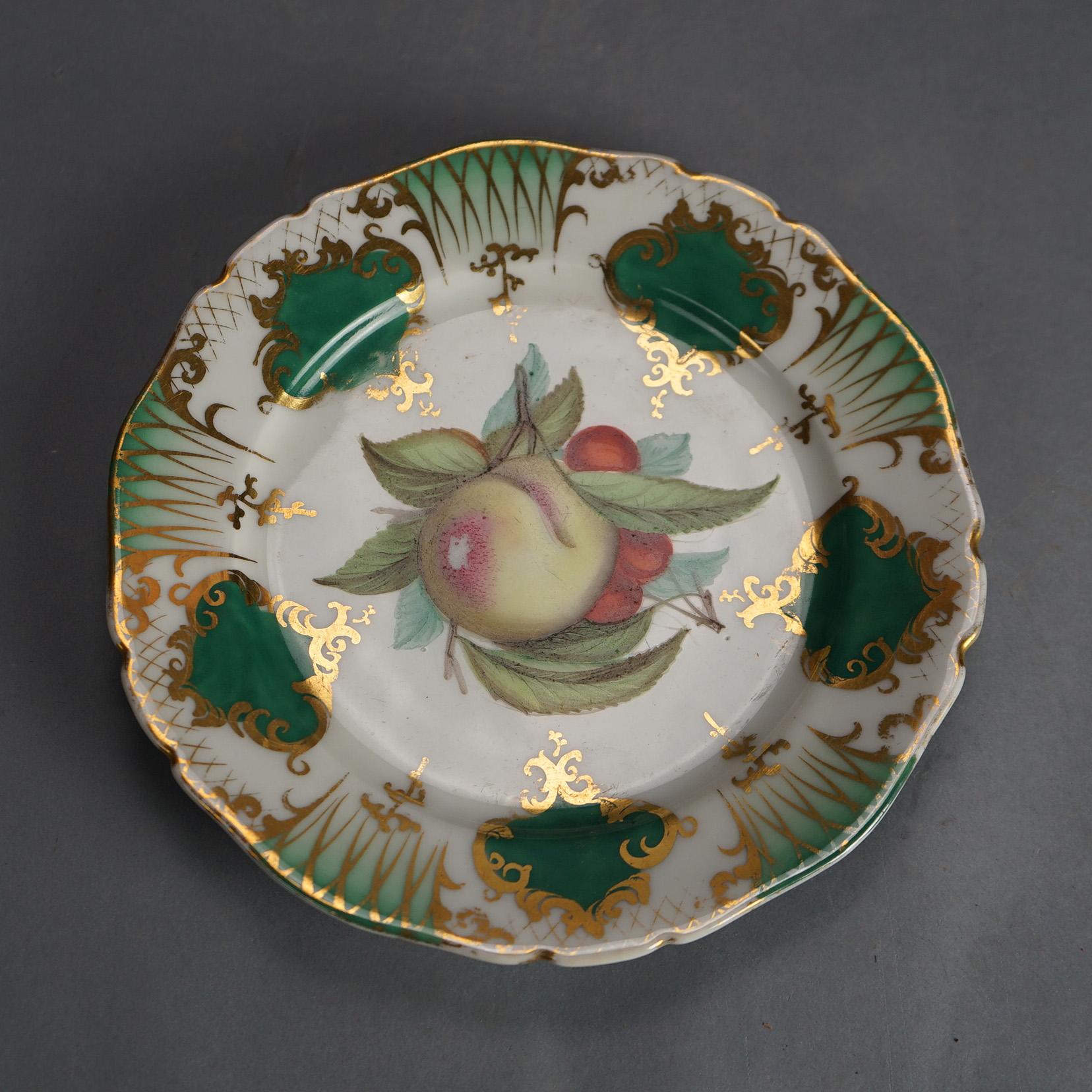 19th Century Six Antique Old Paris Porcelain Plates with Fruit Decoration C1890 For Sale