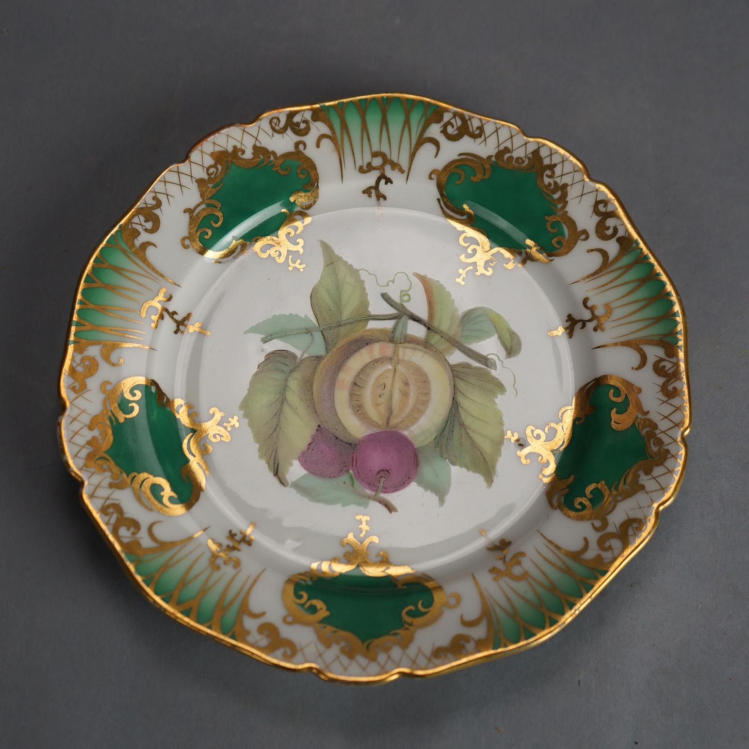 Six Antique Old Paris Porcelain Plates with Fruit Decoration C1890 For Sale 1