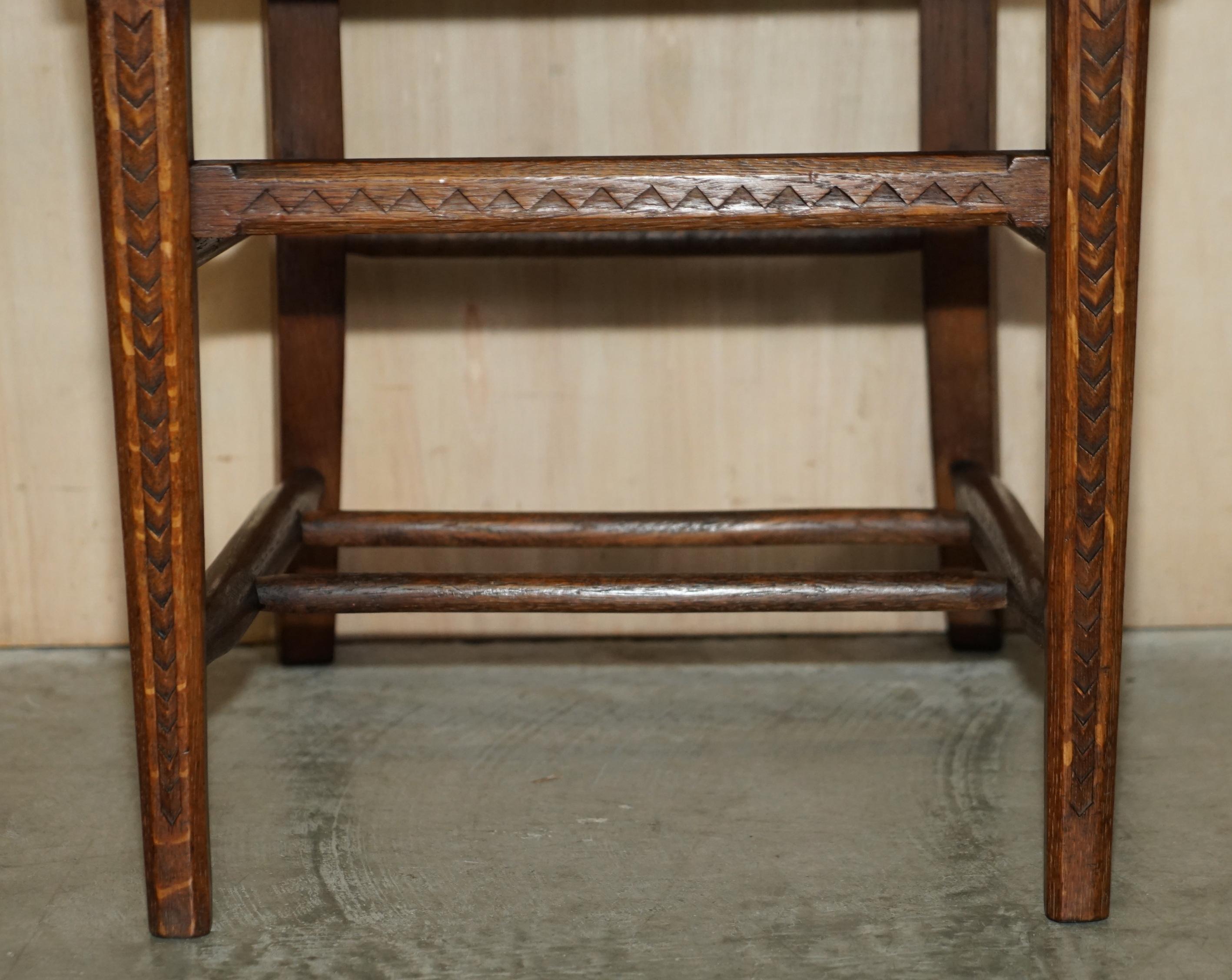 Oak SIX ANTIQUE ORNATELY CARVED STEEPLE BACK WALNUT GOTHIC REVIVAL DiNING CHAIRS For Sale