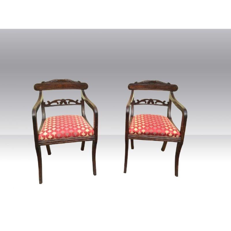 European Six Antique Period Regency Dining Chairs, 4+2 Carvers For Sale