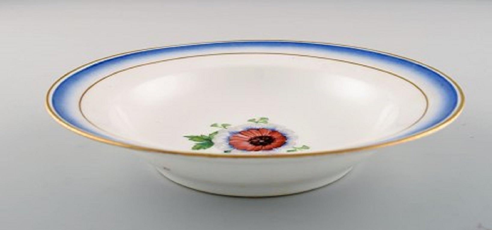Six Antique Royal Copenhagen Deep Plates in Hand Painted Porcelain 1