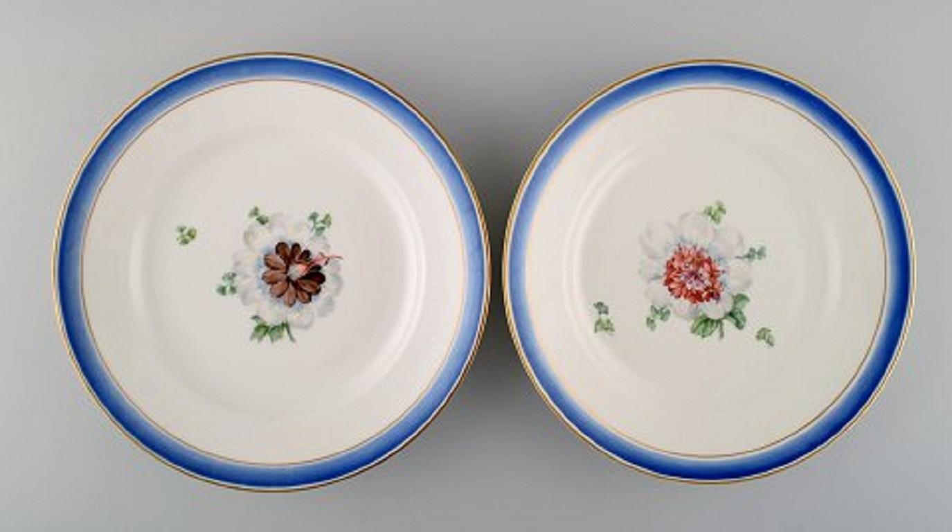 Danish Six Antique Royal Copenhagen Plates in Hand Painted Porcelain