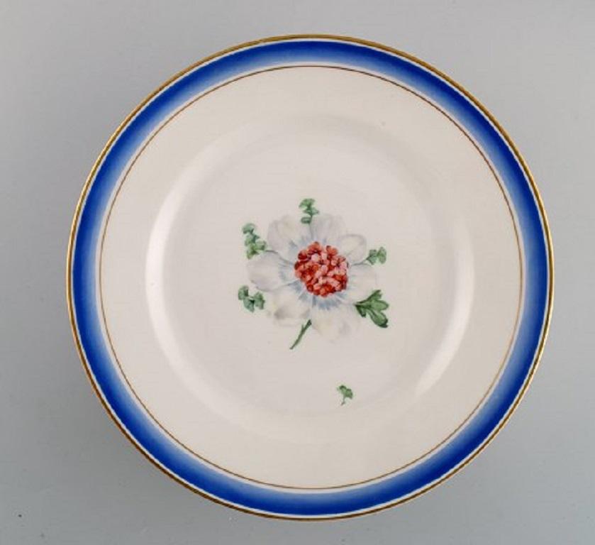 19th Century Six Antique Royal Copenhagen Plates in Hand-Painted Porcelain with Flowers