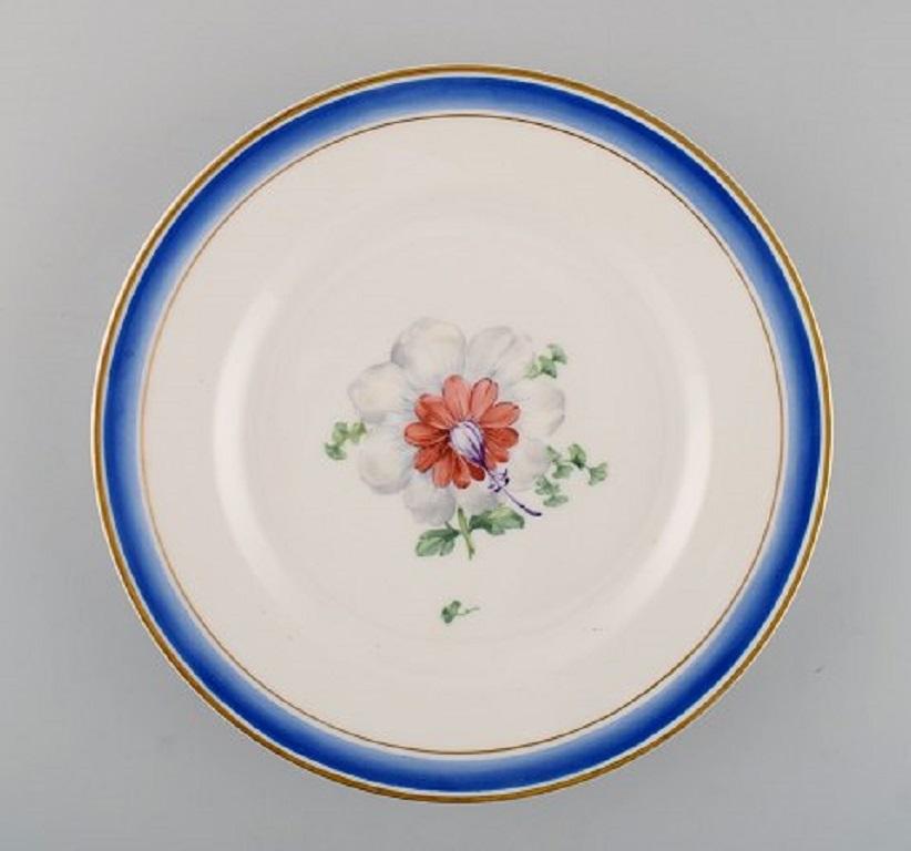 Six Antique Royal Copenhagen Plates in Hand Painted Porcelain with Flowers 1