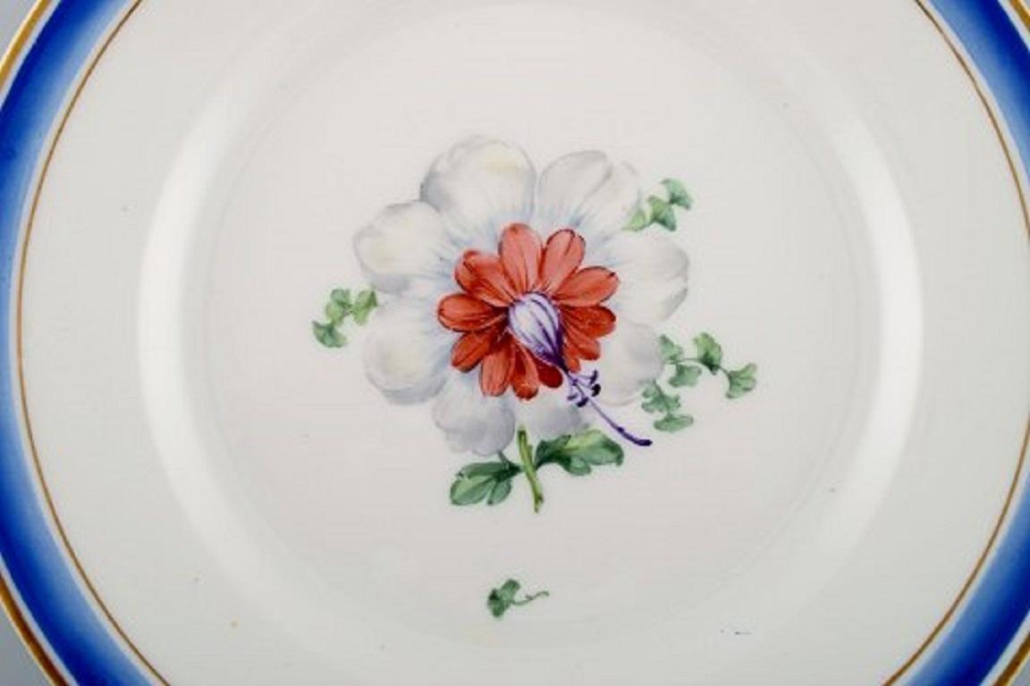 Six Antique Royal Copenhagen Plates in Hand Painted Porcelain with Flowers 2