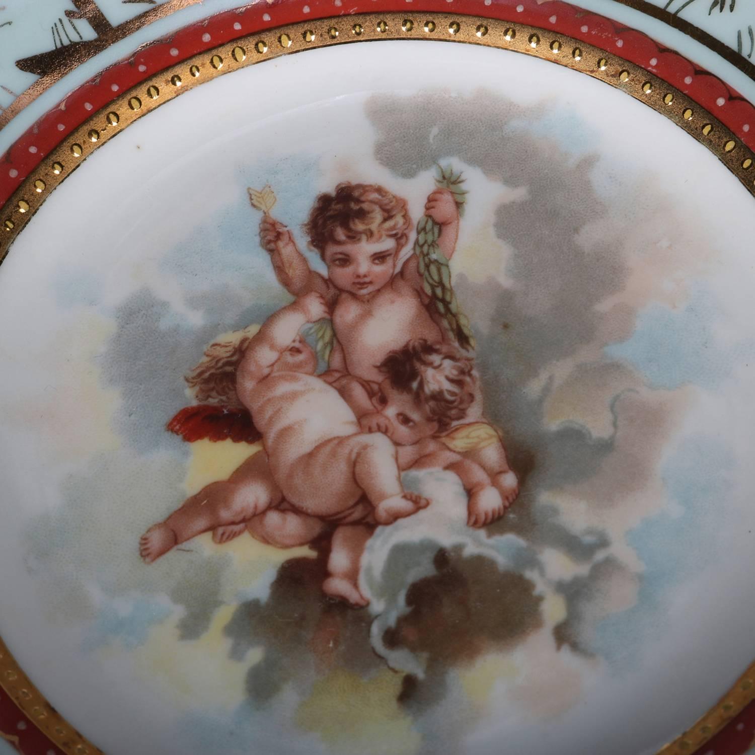 Austrian Six Antique Royal Vienna Classical Hand-Painted and Gilt Porcelain Plates