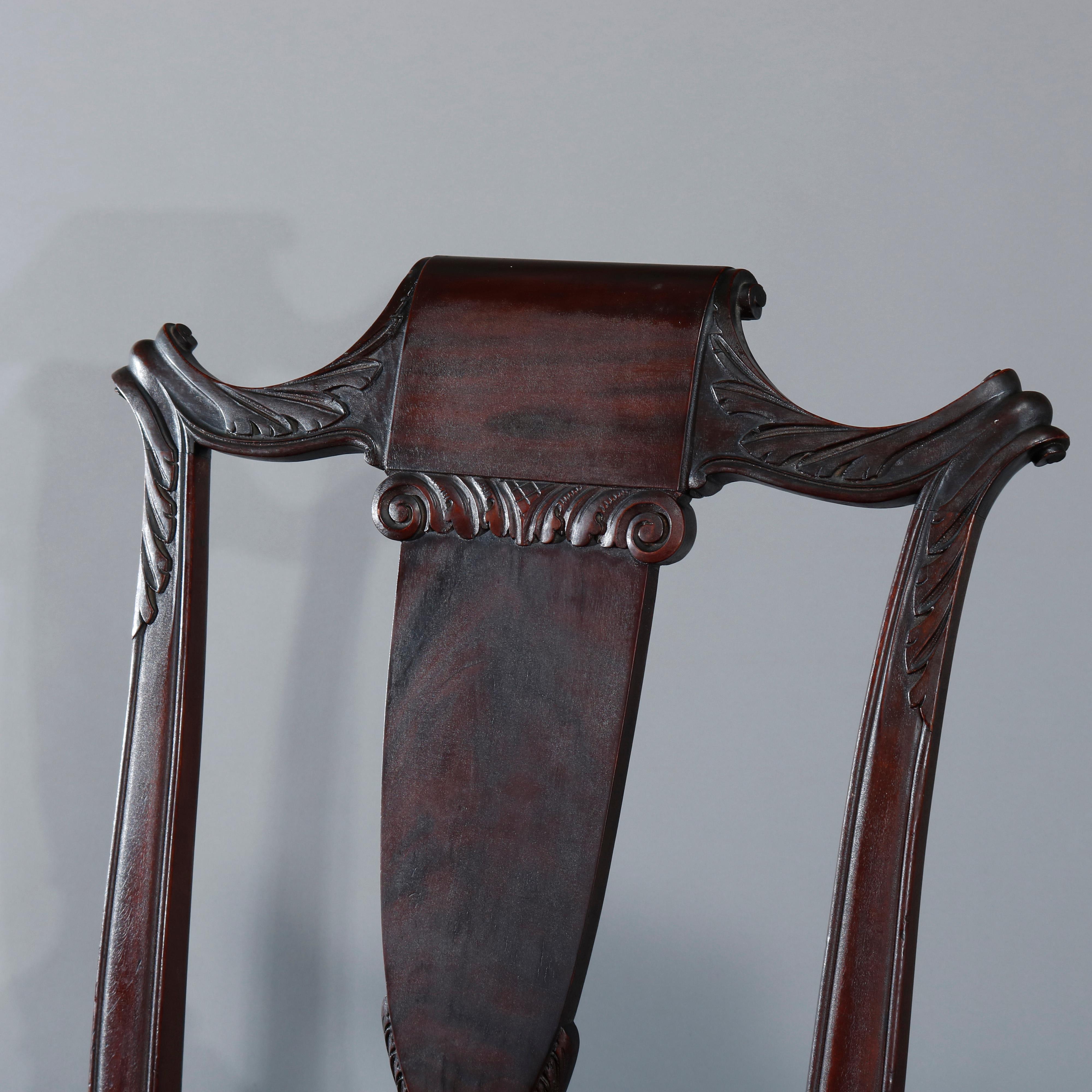 Six Antique Second American Empire Carved Flame Mahogany Dining Chairs 12