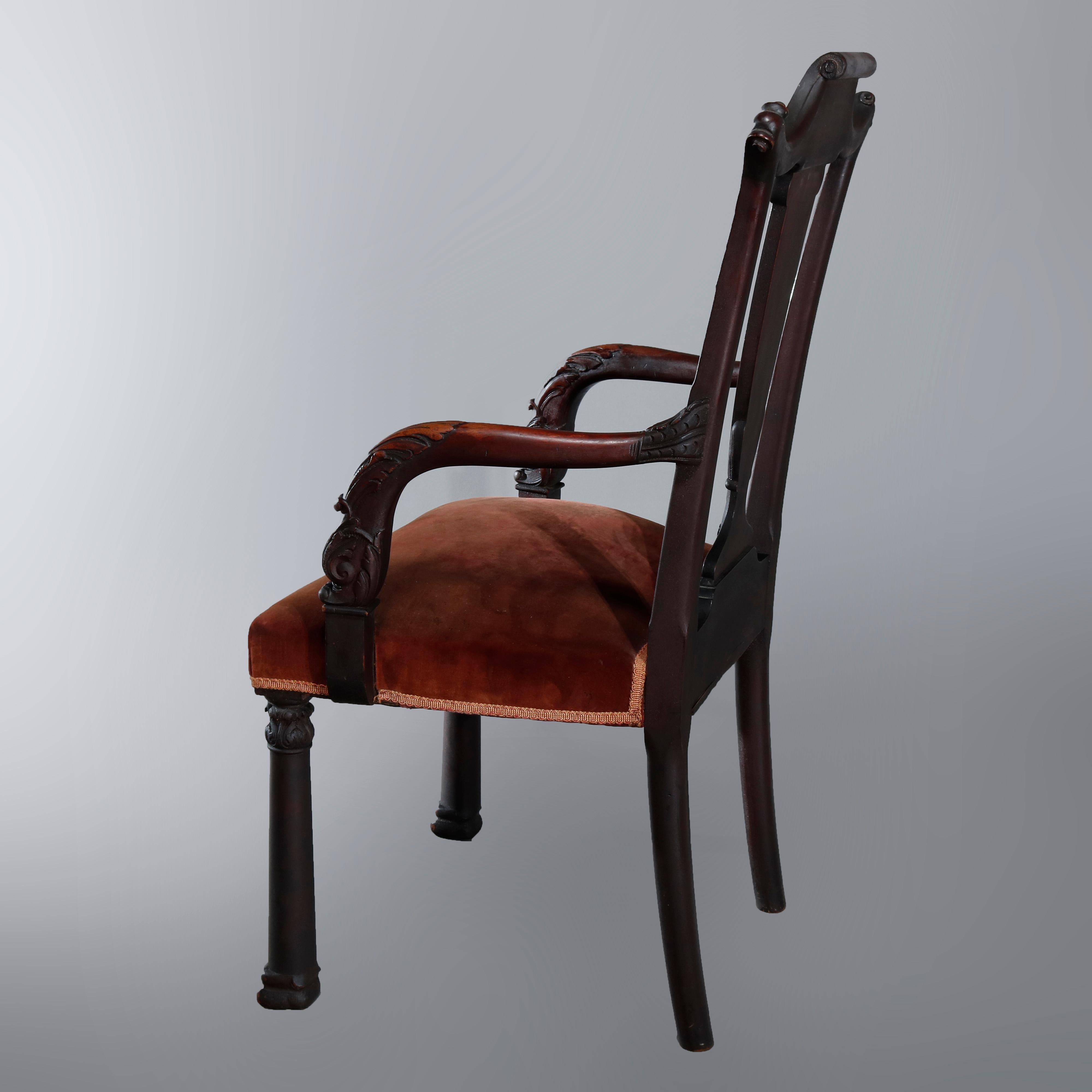Six Antique Second American Empire Carved Flame Mahogany Dining Chairs In Good Condition In Big Flats, NY