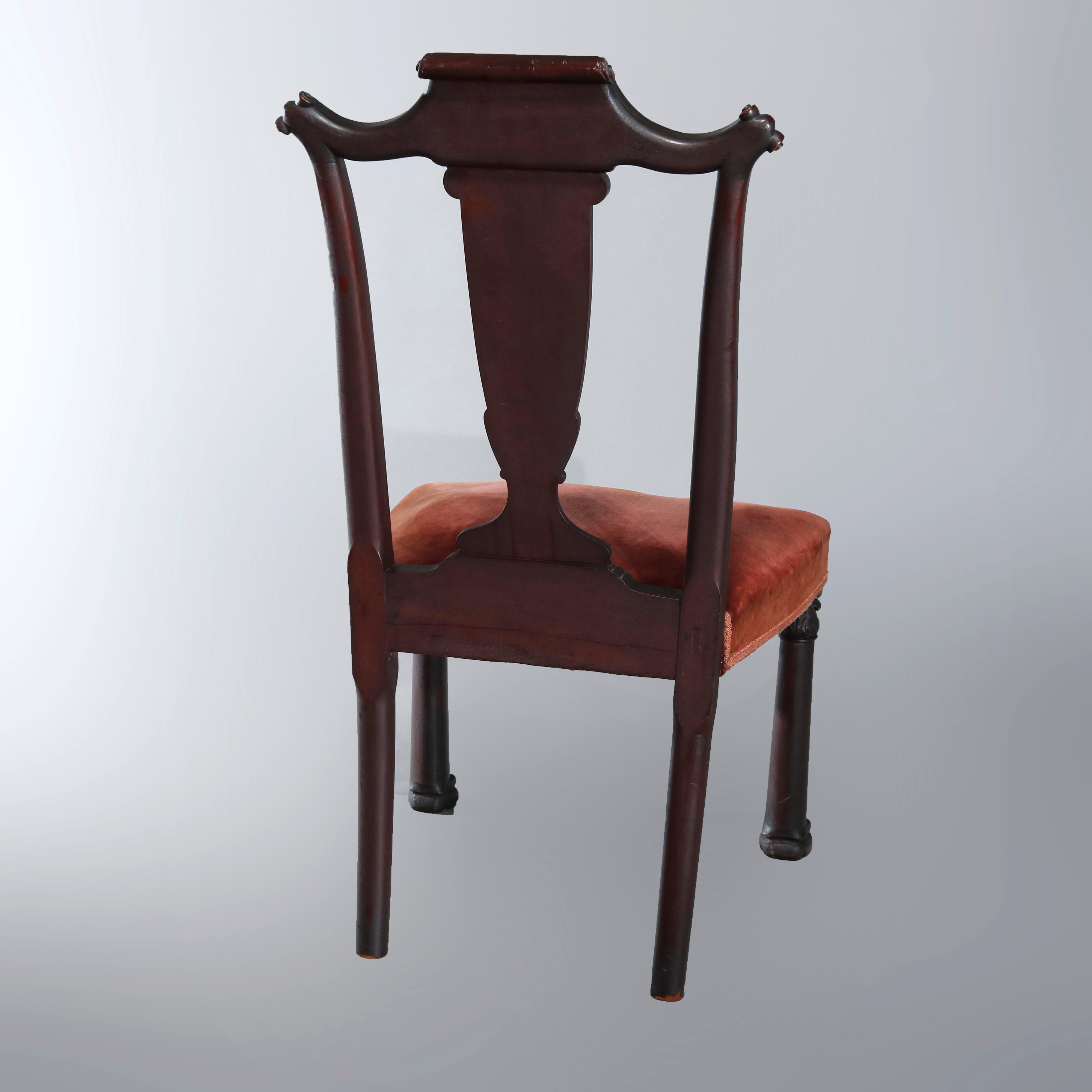 Six Antique Second American Empire Carved Flame Mahogany Dining Chairs 4