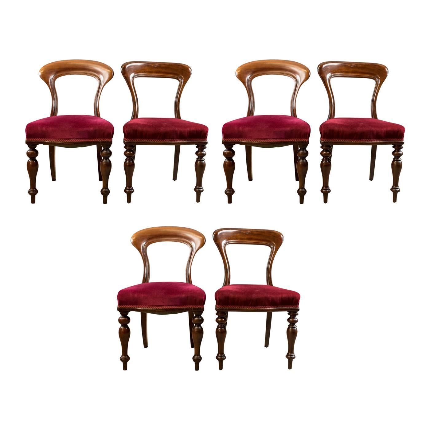 Six Antique Victorian Dining Chairs, English, circa 1840