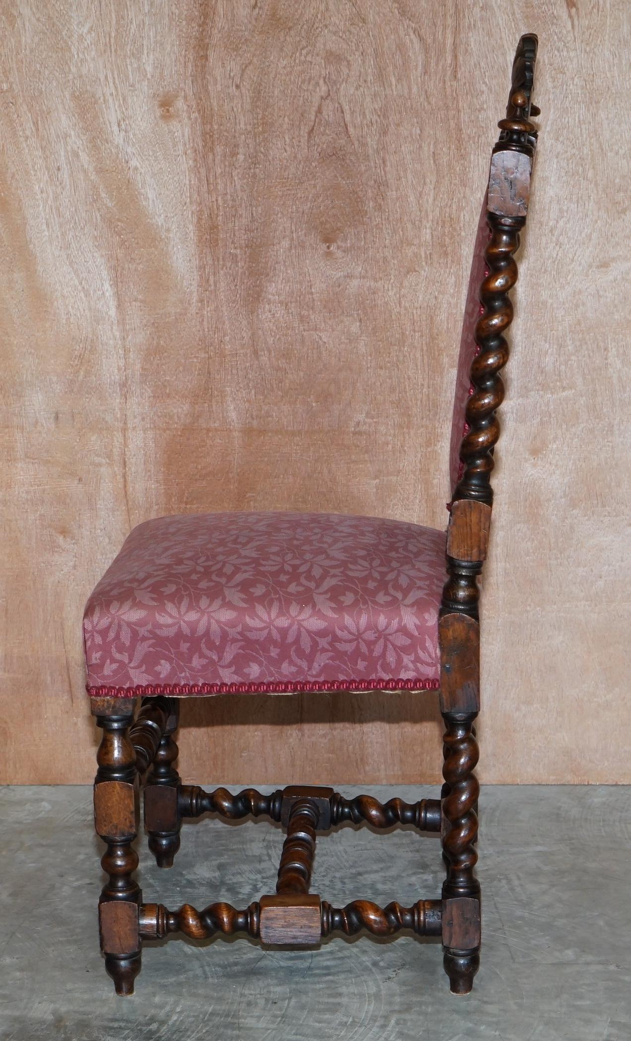 Six Antique Victorian Jacobean English Oak circa 1860 Carved Dining Chairs 6 6