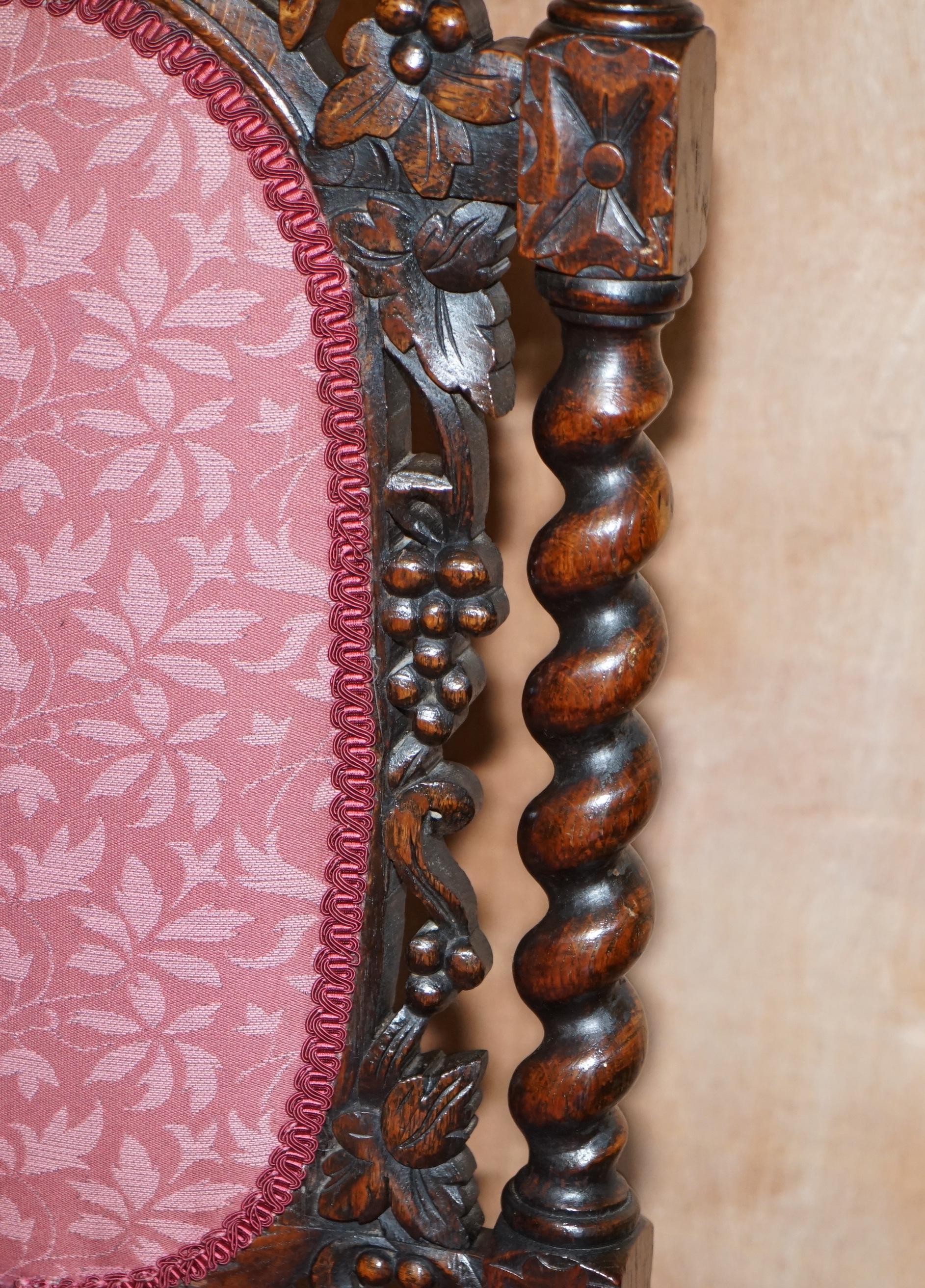 Six Antique Victorian Jacobean English Oak circa 1860 Carved Dining Chairs 6 In Good Condition In West Sussex, Pulborough