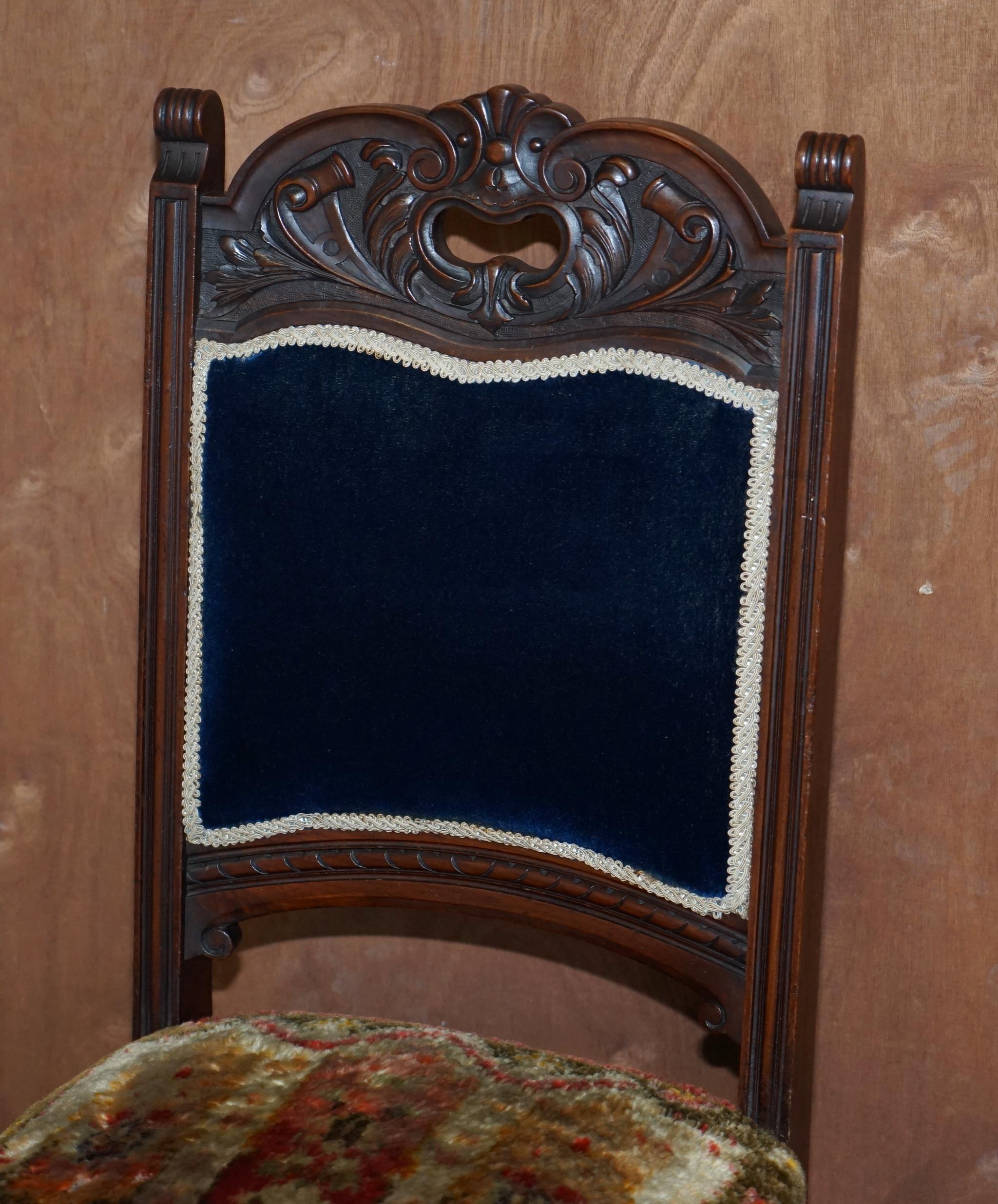 Anglais Six tapis Kilim de Turquie anciens de style victorien bleu napoléonien pour salle à manger en vente