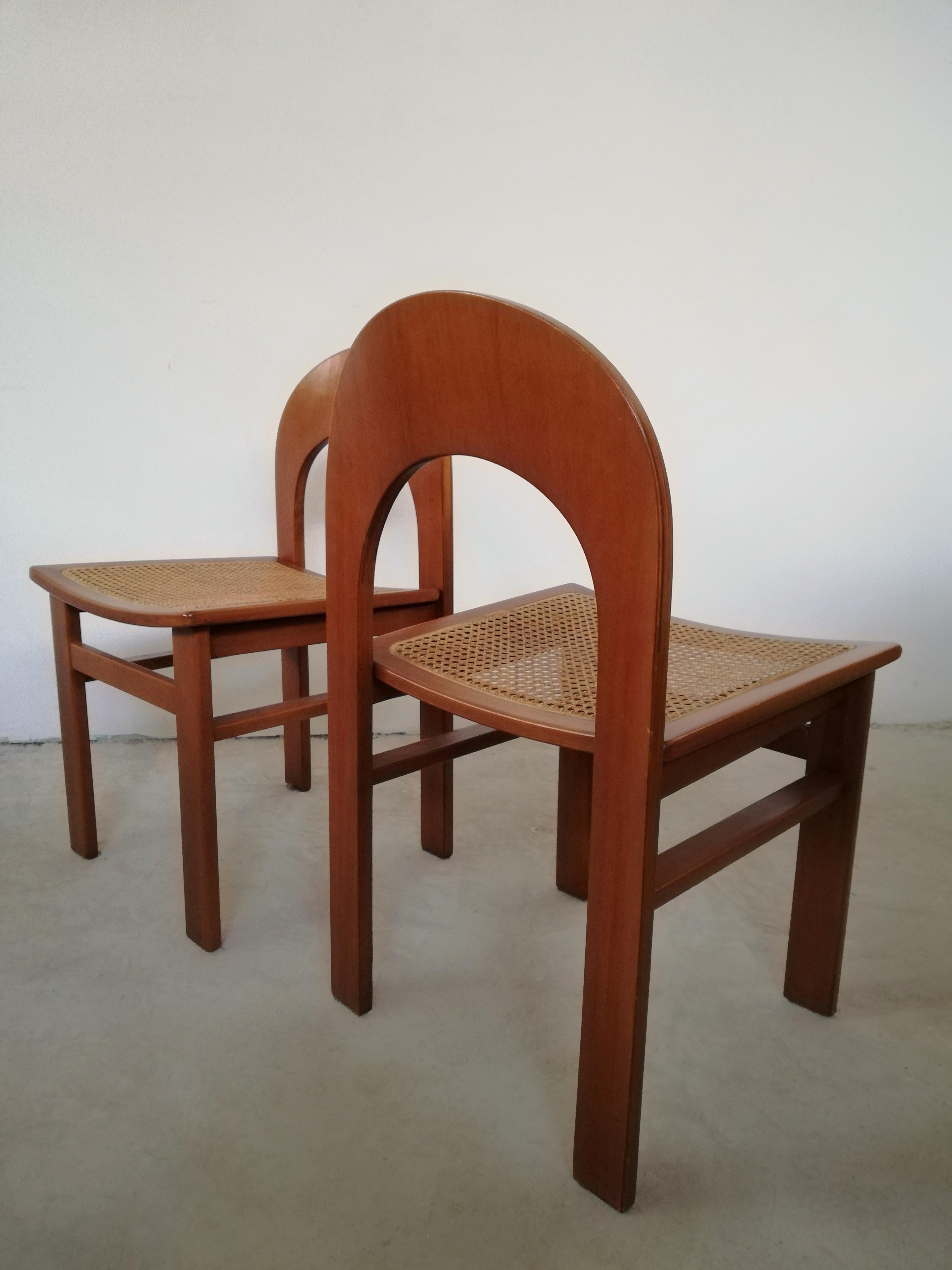 20ième siècle Six chaises Arcadia en bois courbé et paille de A. Caraceni pour Tagliabue, 1970 en vente