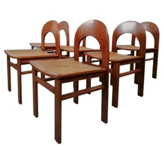 Six chaises Arcadia en bois courbé et paille de A. Caraceni pour Tagliabue, 1970