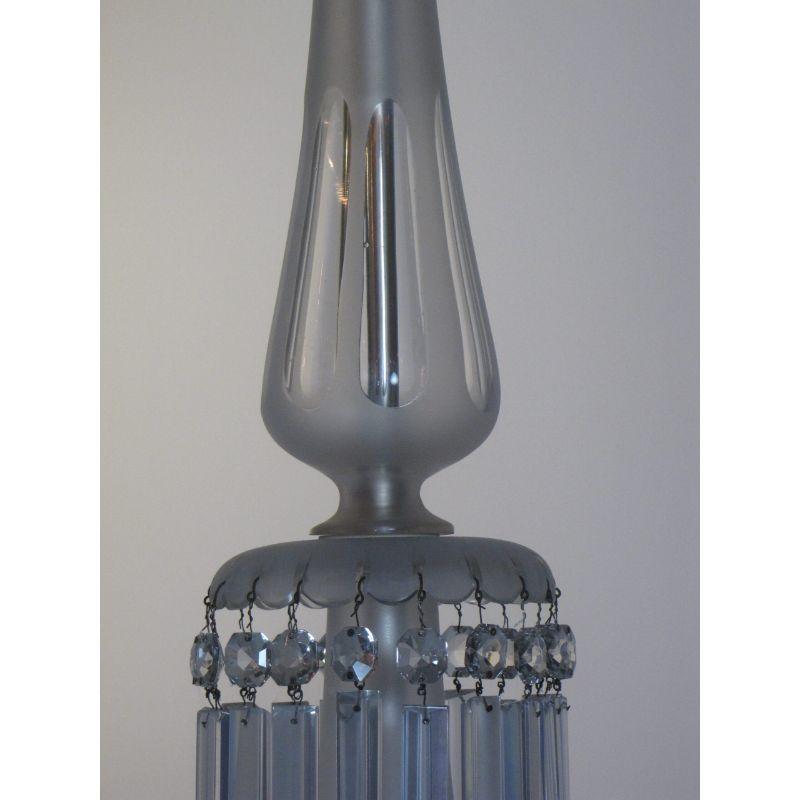 Six Arm 19th Century Crystal and Cut Frosted Glass Chandelier For Sale 6