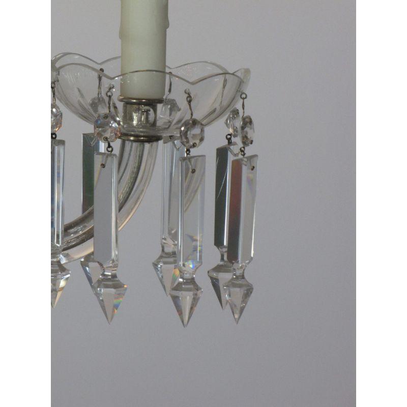 Six Arm 19th Century Crystal and Cut Frosted Glass Chandelier For Sale 3