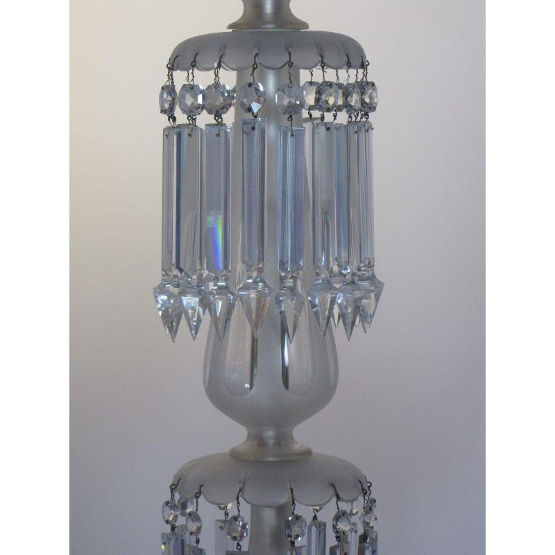 Six Arm 19th Century Crystal and Cut Frosted Glass Chandelier For Sale 5
