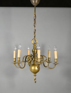 Six Arm Antique Dutch Bronze Chandelier