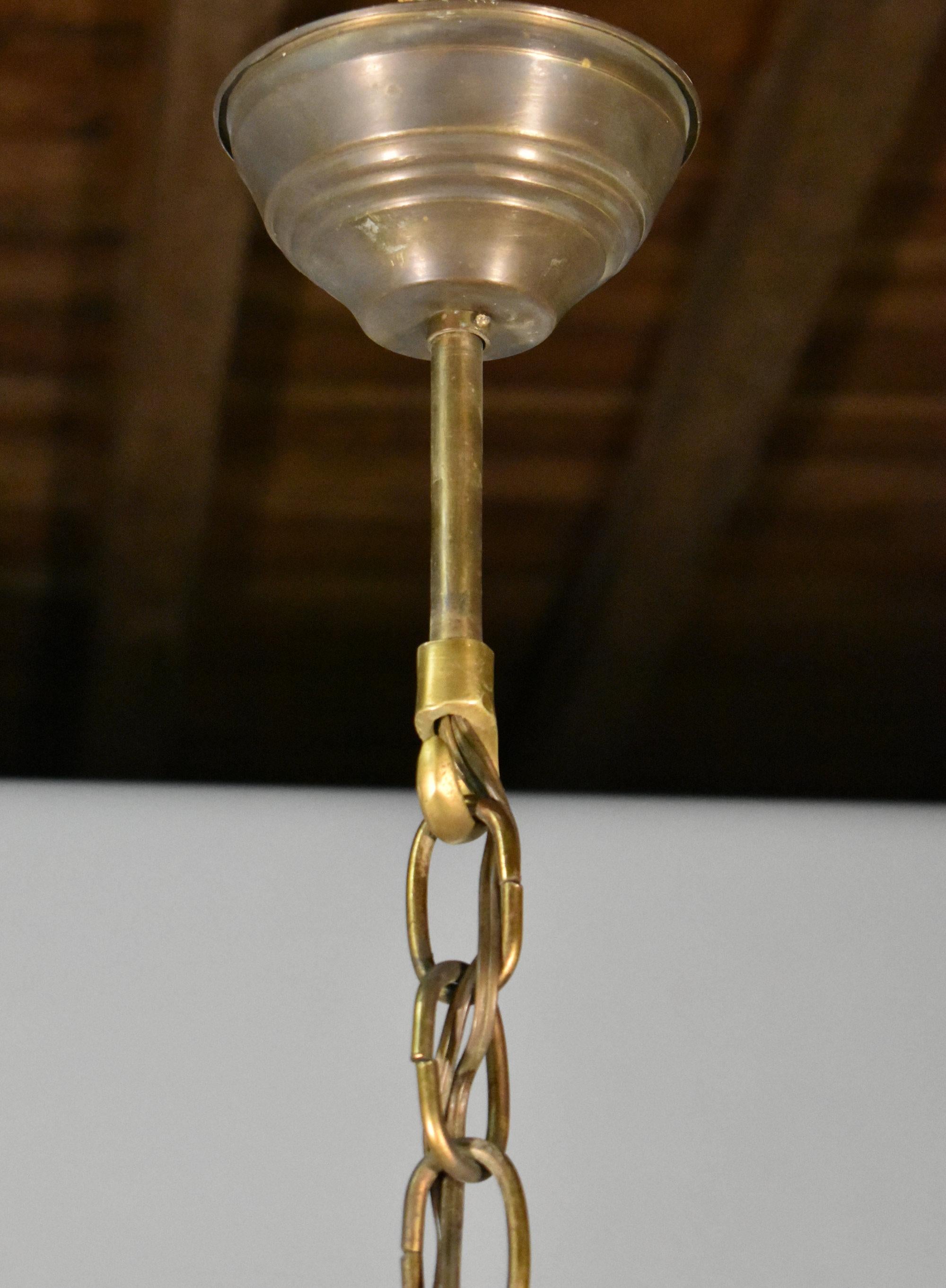 Six Arm Antique Dutch Bronze Chandelier im Angebot 3