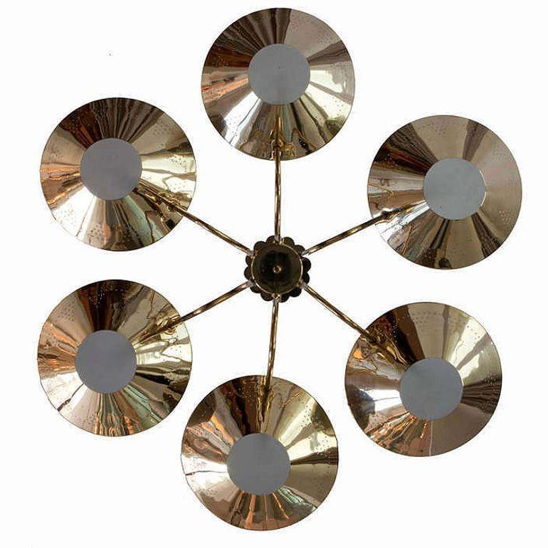 Mid-Century moderno Lampadario austriaco a sei bracci, 1950 circa in vendita
