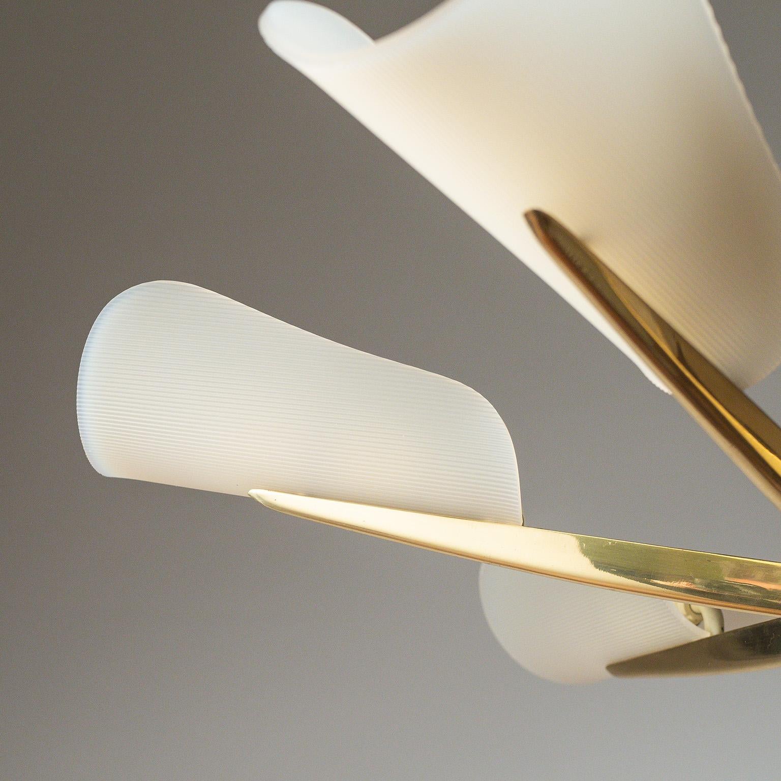 Six-Arm Brass and Acrylic Ceiling Light, 1960s 1