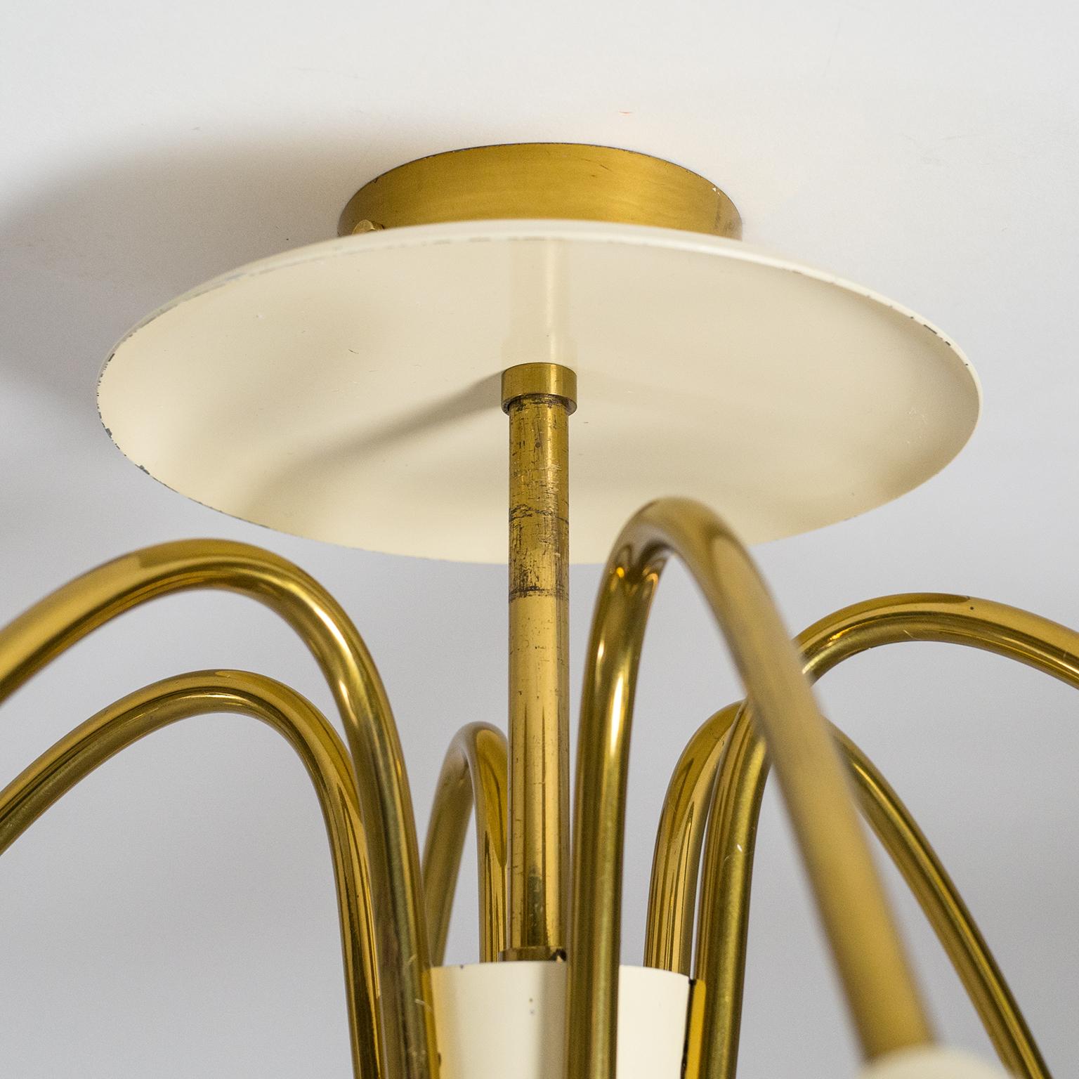 Six-Arm Brass Ceiling Light, circa 1960 3