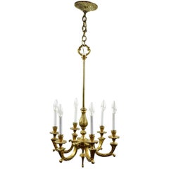 Six Arm Cast Brass Chandelier