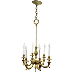 Six Arm Cast Brass Chandelier