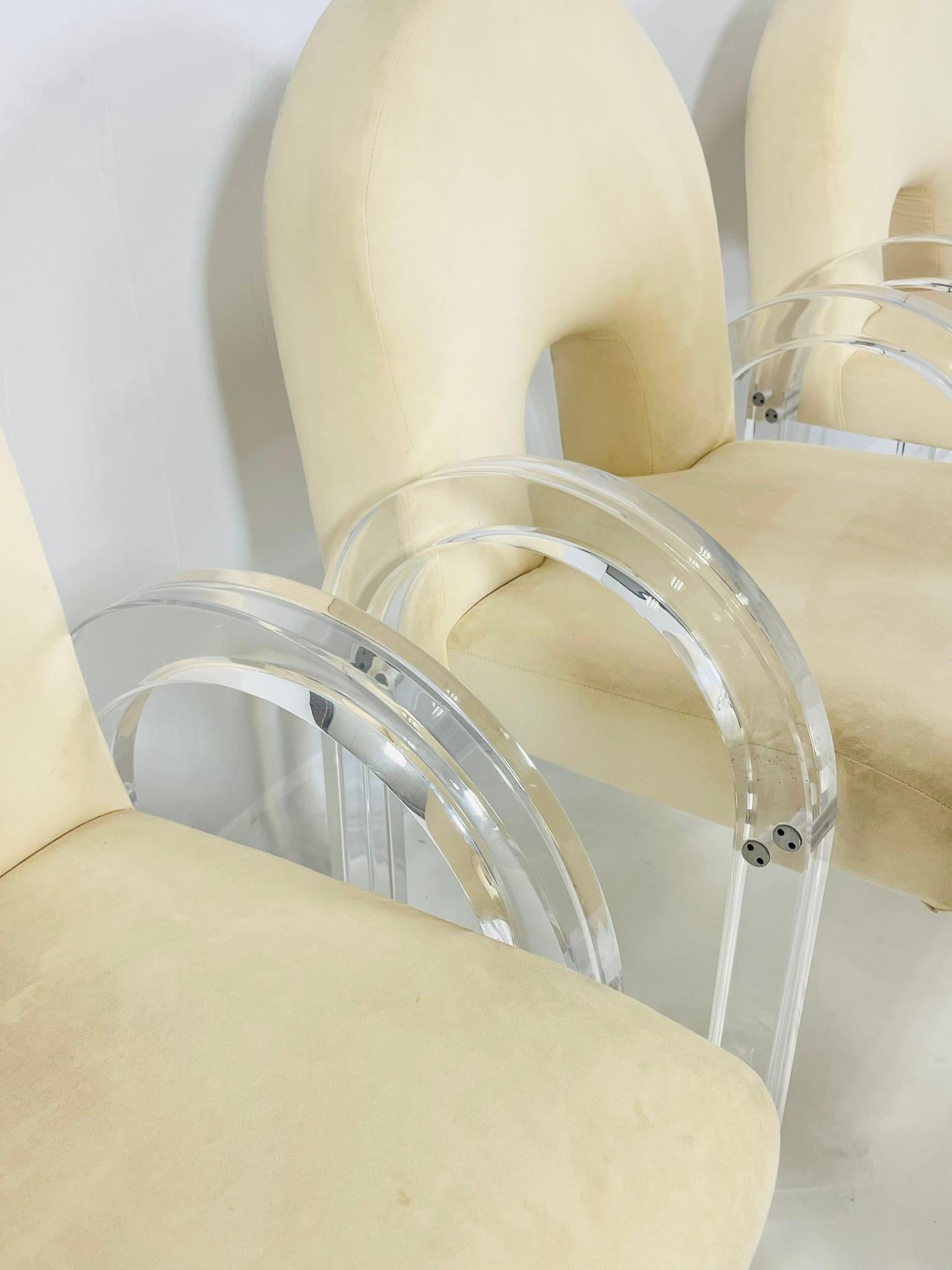 Sechs Sessel mit Lucite-Rahmen von Charles Hollis Jones, signiert und nummeriert im Angebot 2