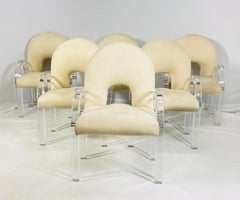 Six fauteuils avec cadres en Lucite de Charles Hollis Jones, signés et numérotés