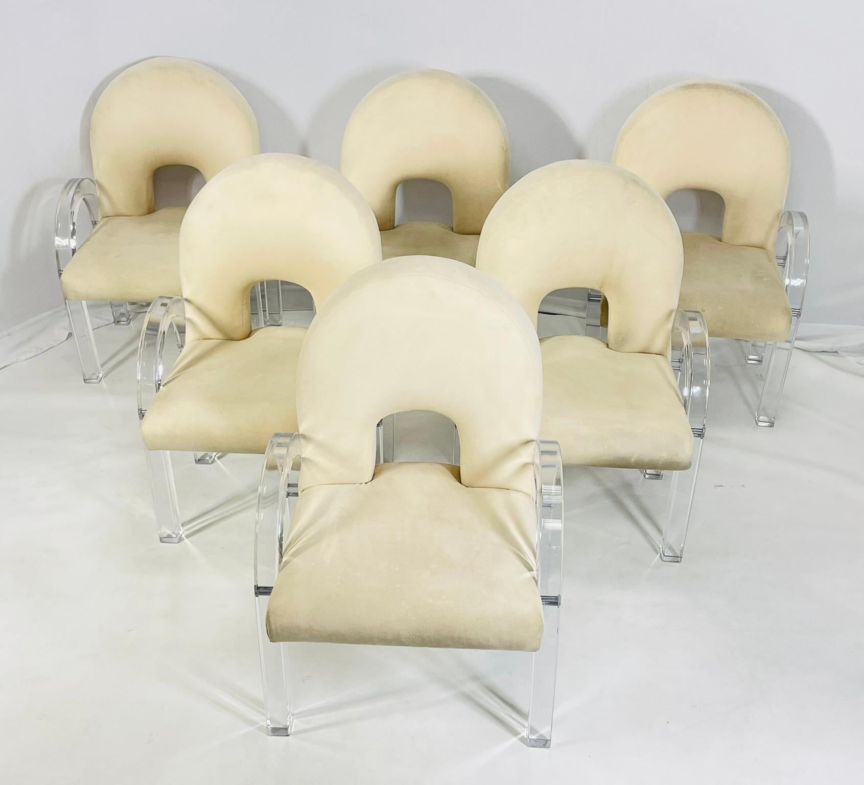Sechs Sessel mit Lucite-Rahmen von Charles Hollis Jones, signiert und nummeriert (Handgefertigt) im Angebot