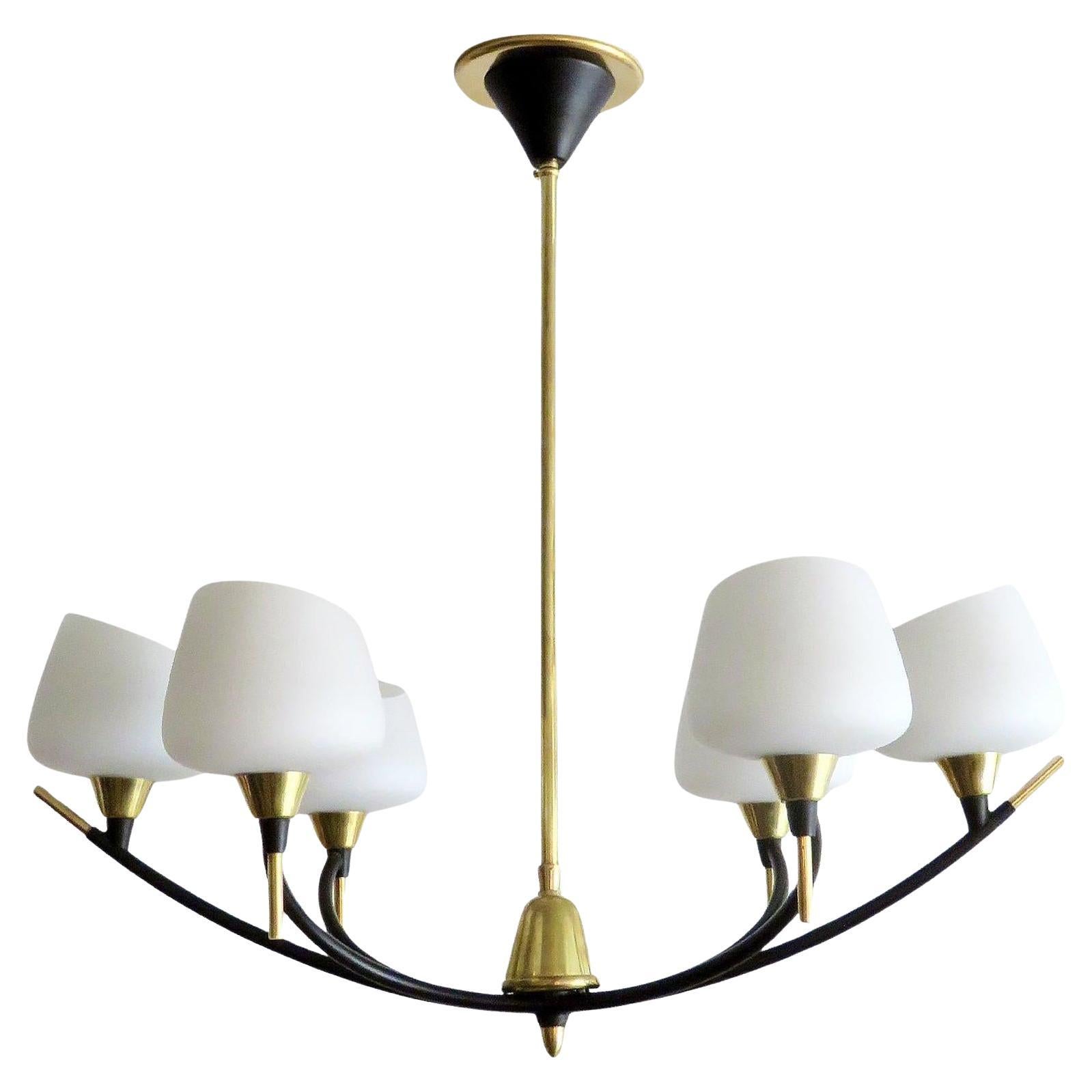 Six-Arm Chandelier by Arlus, 1950 For Sale