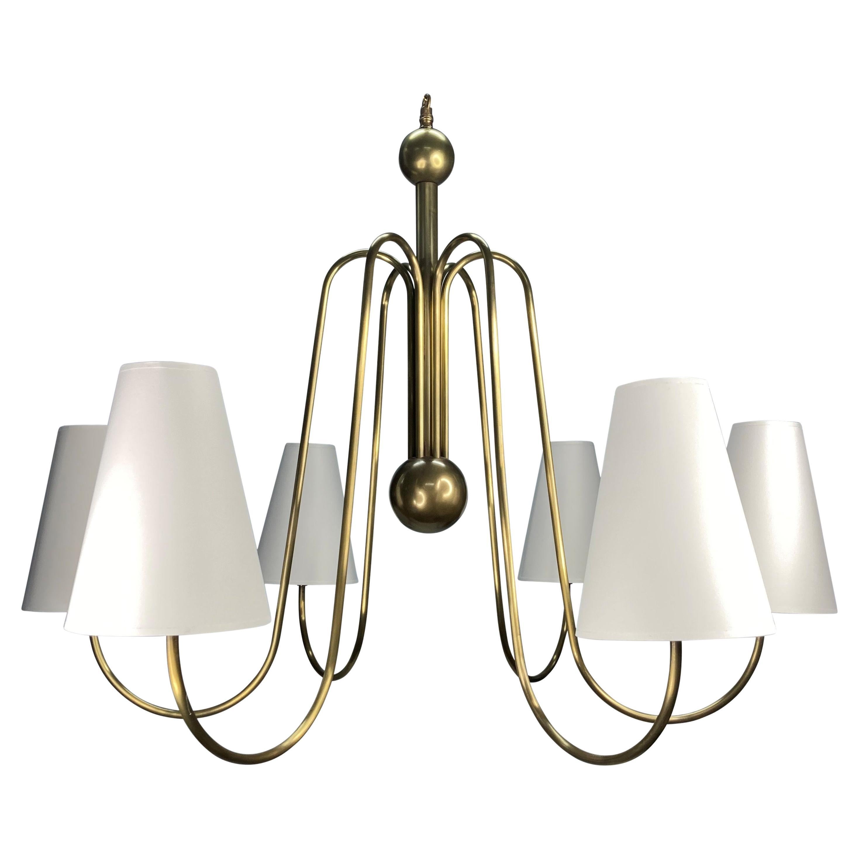 Six Arm Chandelier In The Manner Of Jean Royere