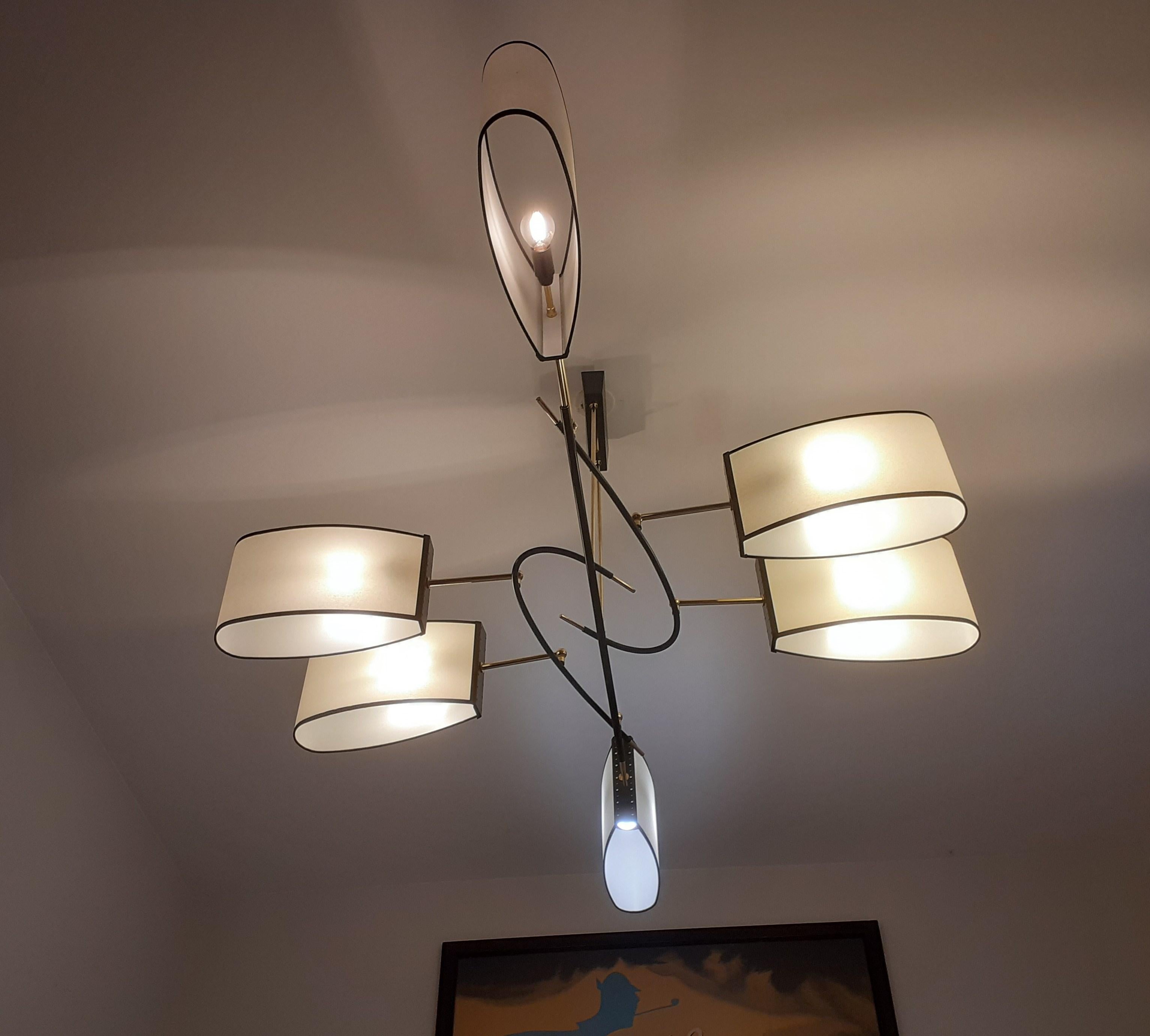 Six-arm chandelier, R. Lunel, circa 1950 in vendita 5