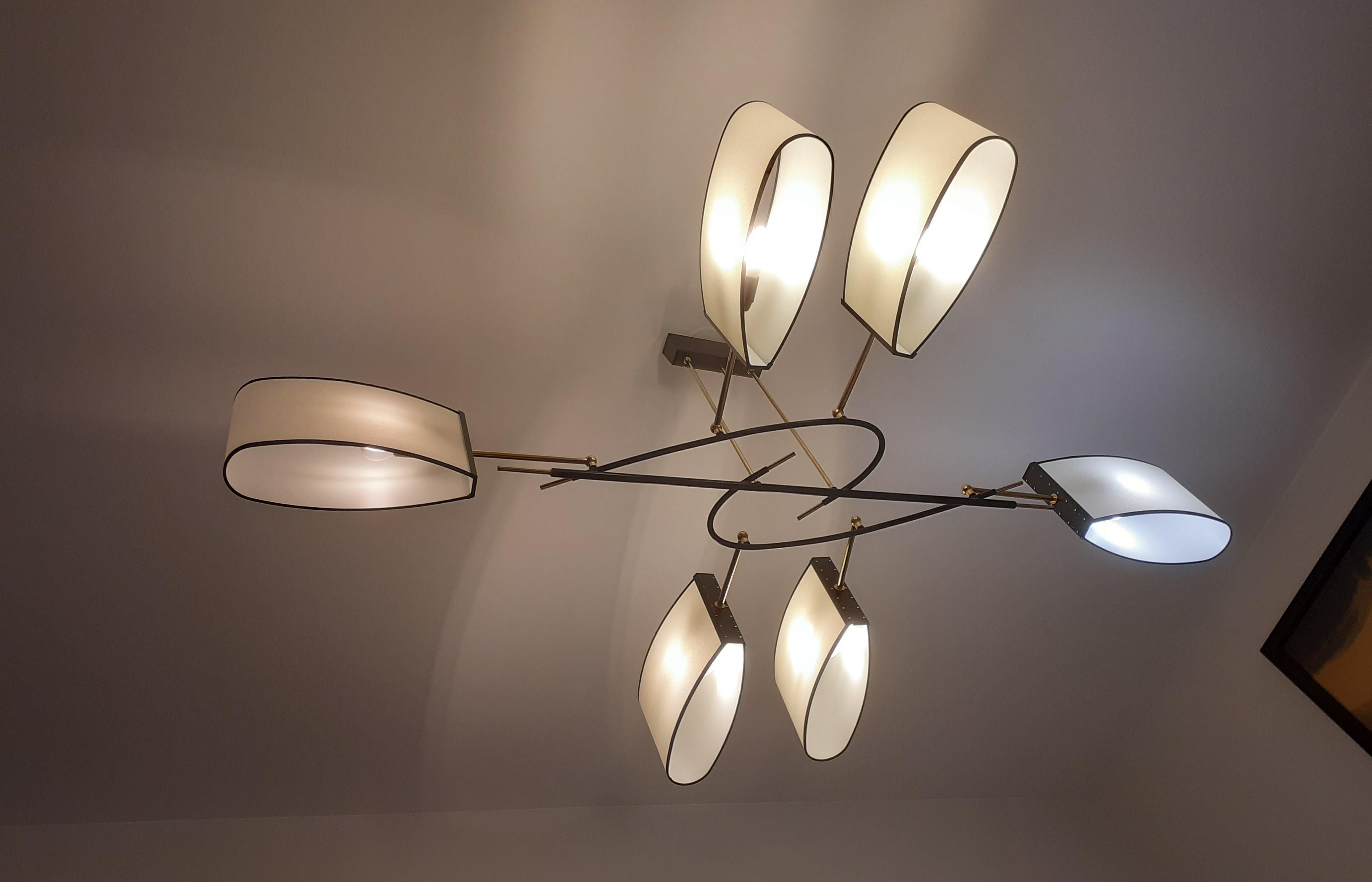 Six-arm chandelier, R. Lunel, circa 1950 in vendita 6