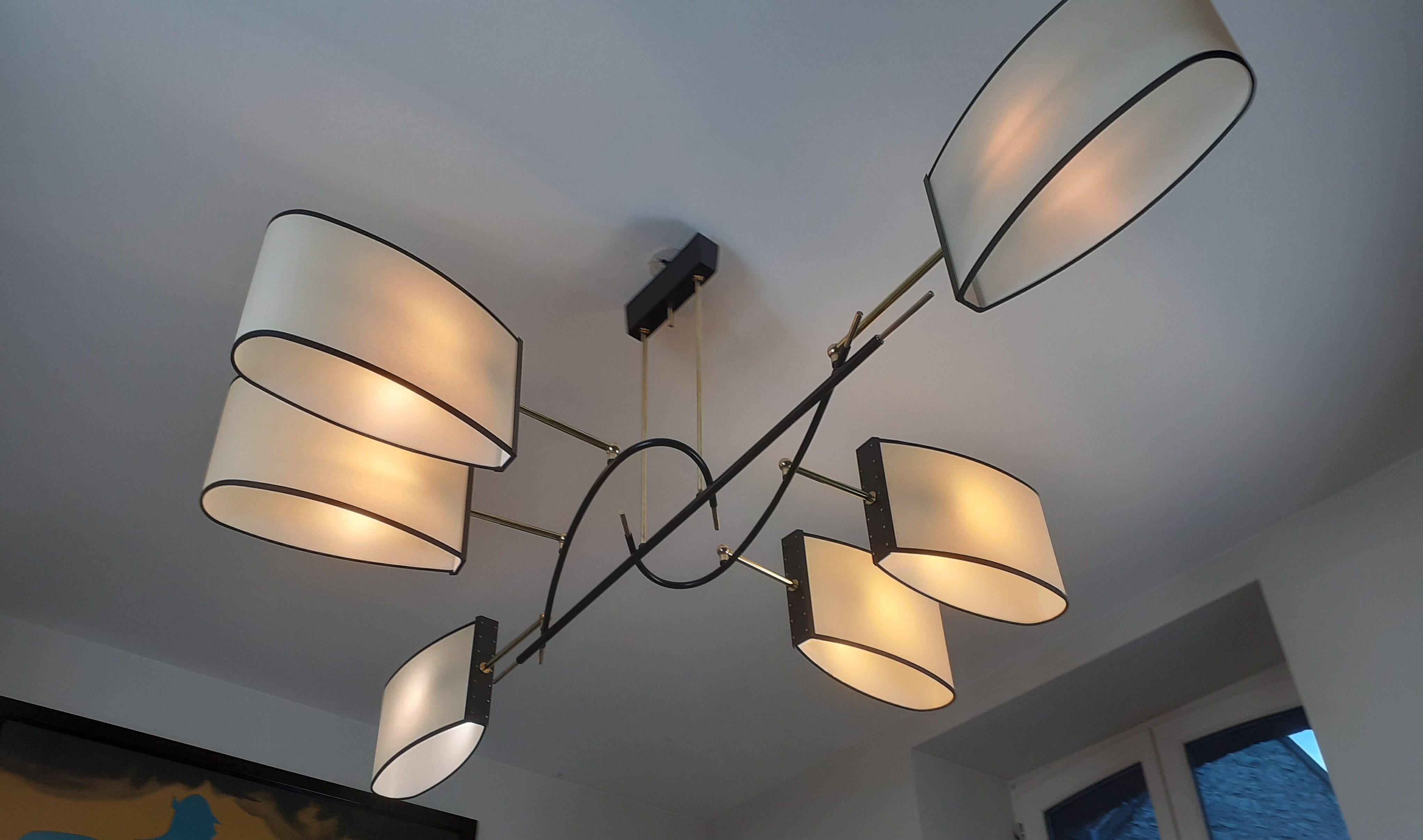 XX secolo Six-arm chandelier, R. Lunel, circa 1950 in vendita