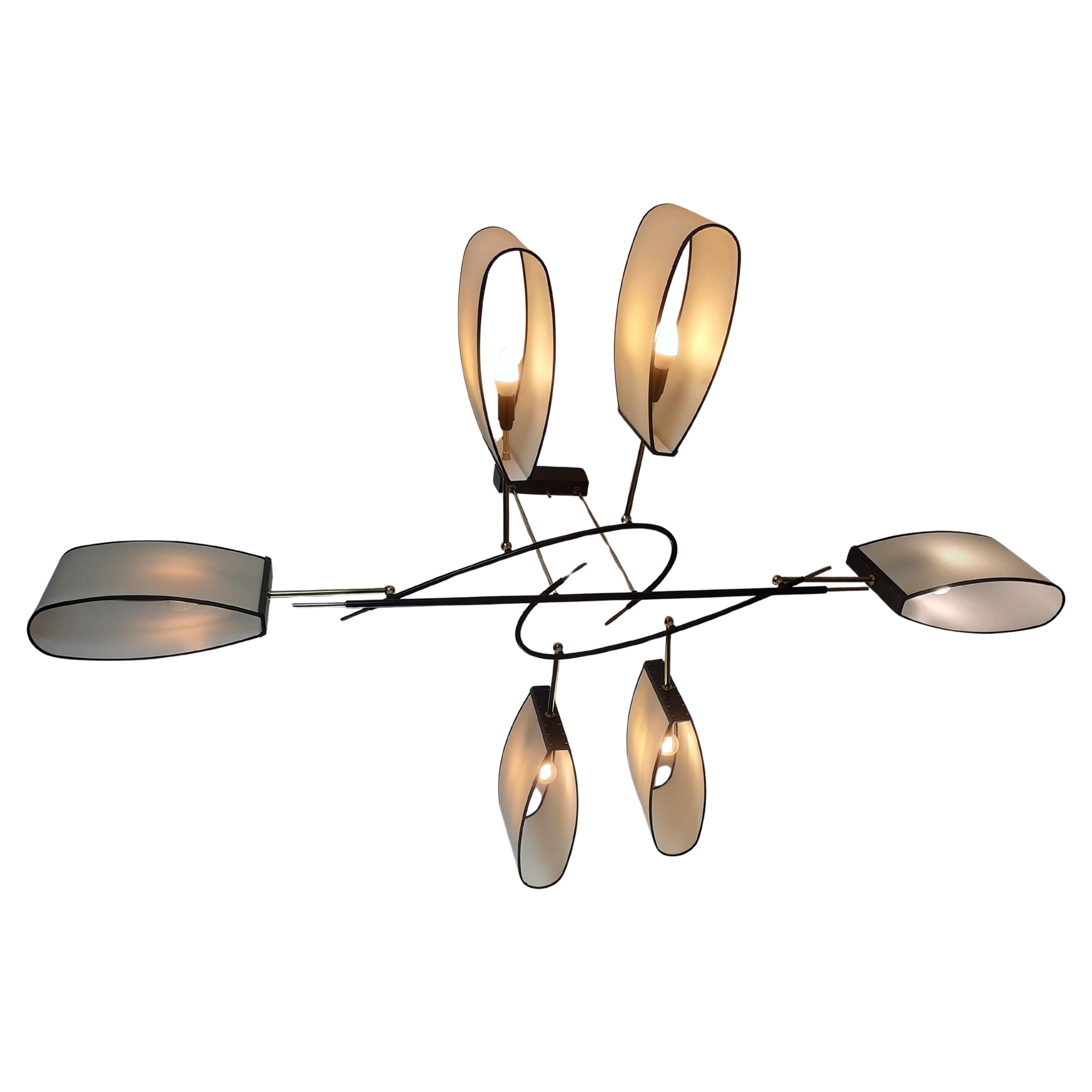 Six-arm chandelier, R. Lunel, circa 1950