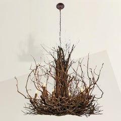 Six-Arm Found Twig Chandelier