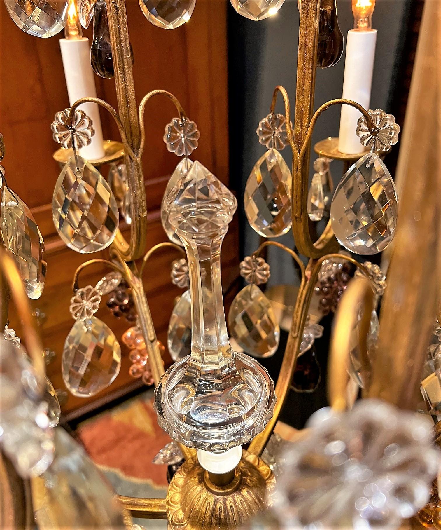 Louis XV Six-Arm Gilt Brass & Crystal Fruit Motif Chandelier, France, Circa:1875 For Sale