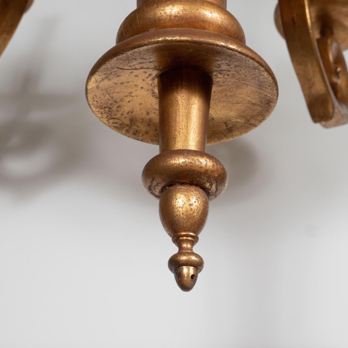 Six-Arm Giltwood Chandelier For Sale 4