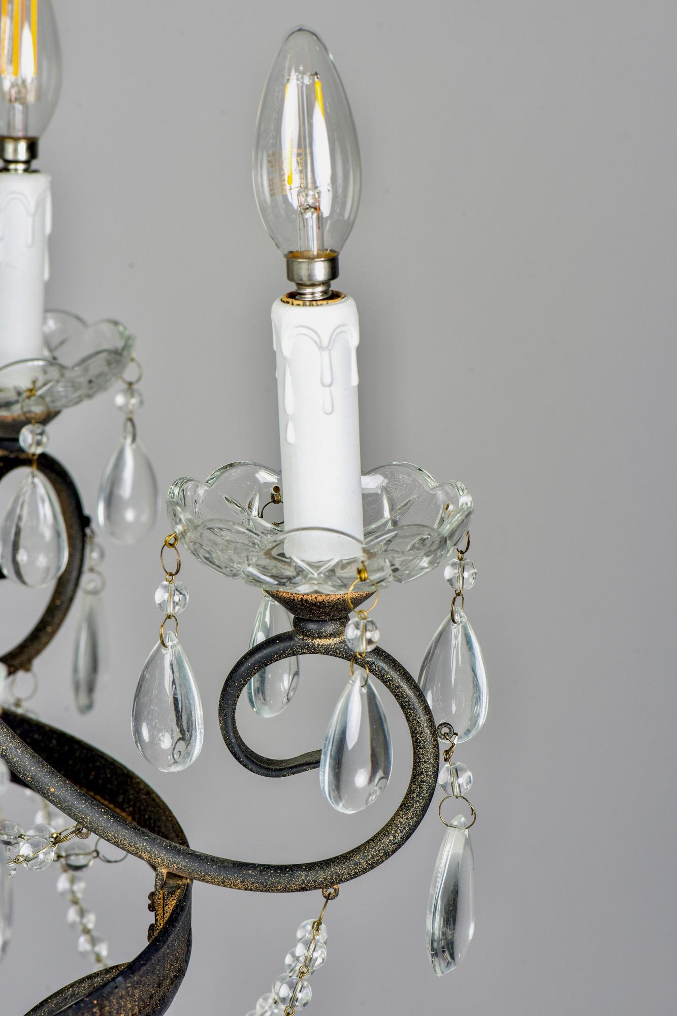 Six-Arm Iron and Crystal Chandelier 5