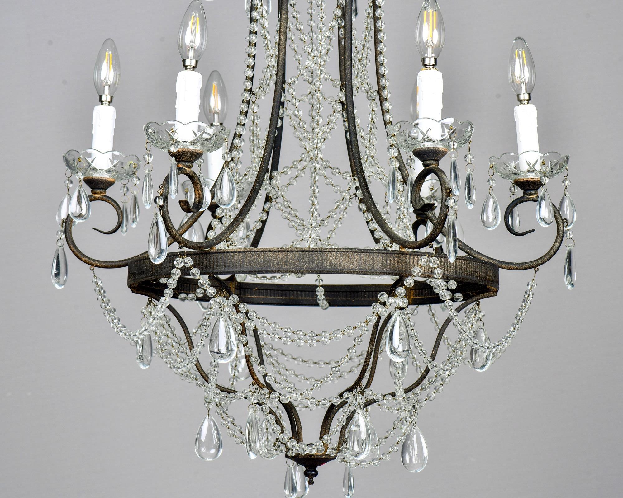 Six-Arm Iron and Crystal Chandelier 4