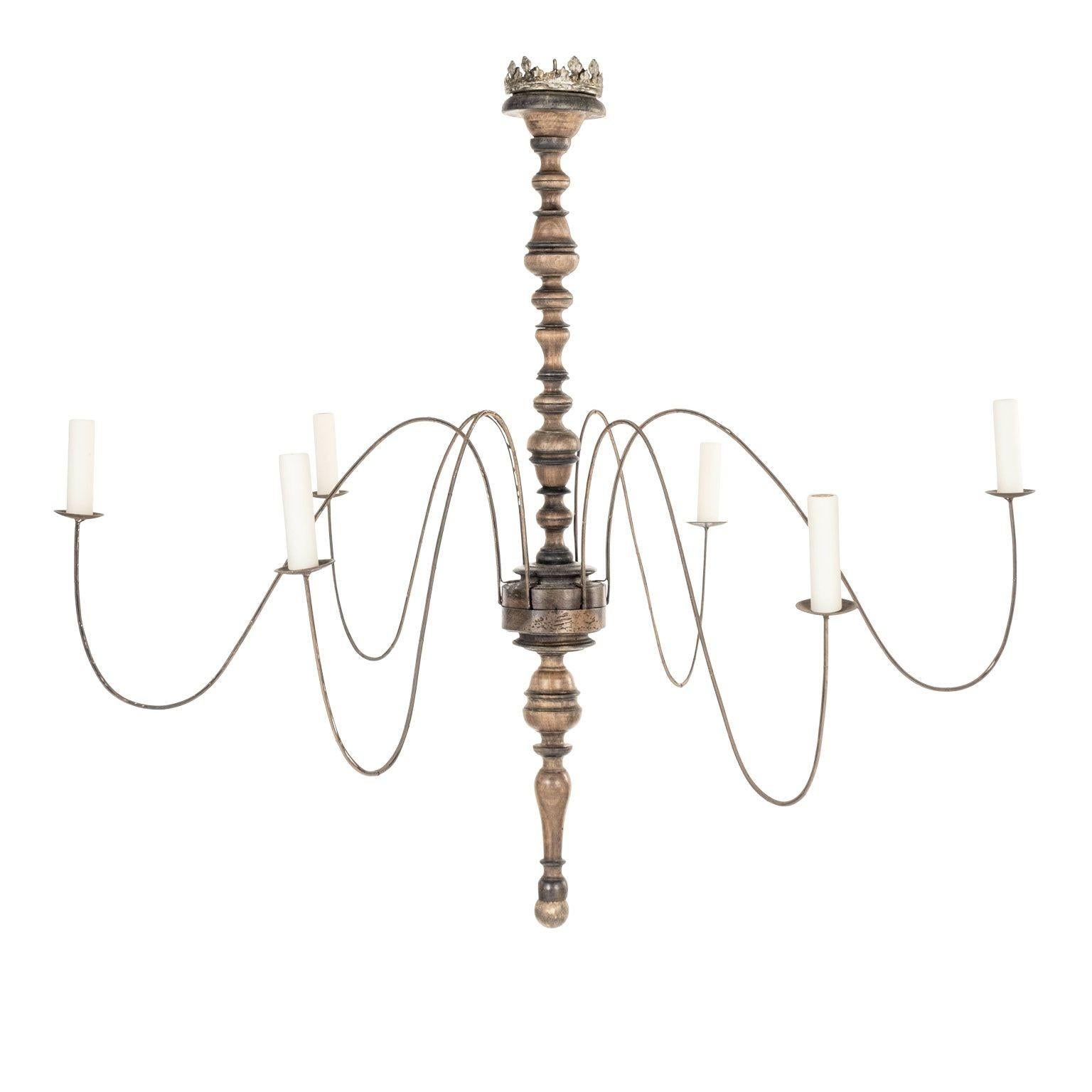 French Provincial Six-Arm Italian Chandelier For Sale