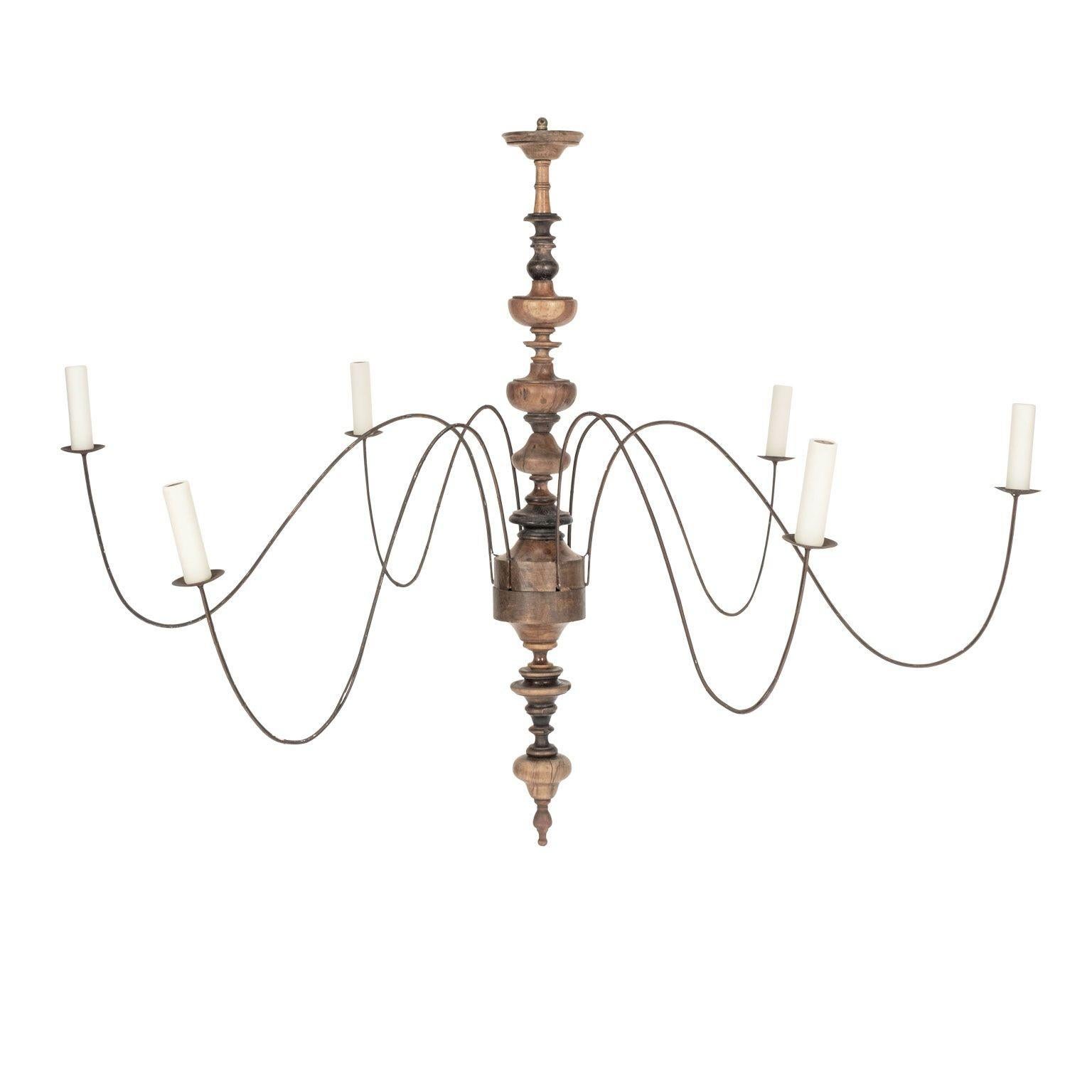 French Provincial Six-Arm Italian Chandelier For Sale