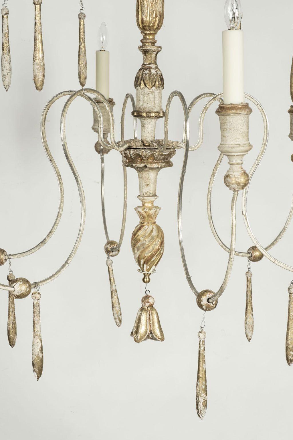 Forged Six-Arm Italian Chandelier For Sale