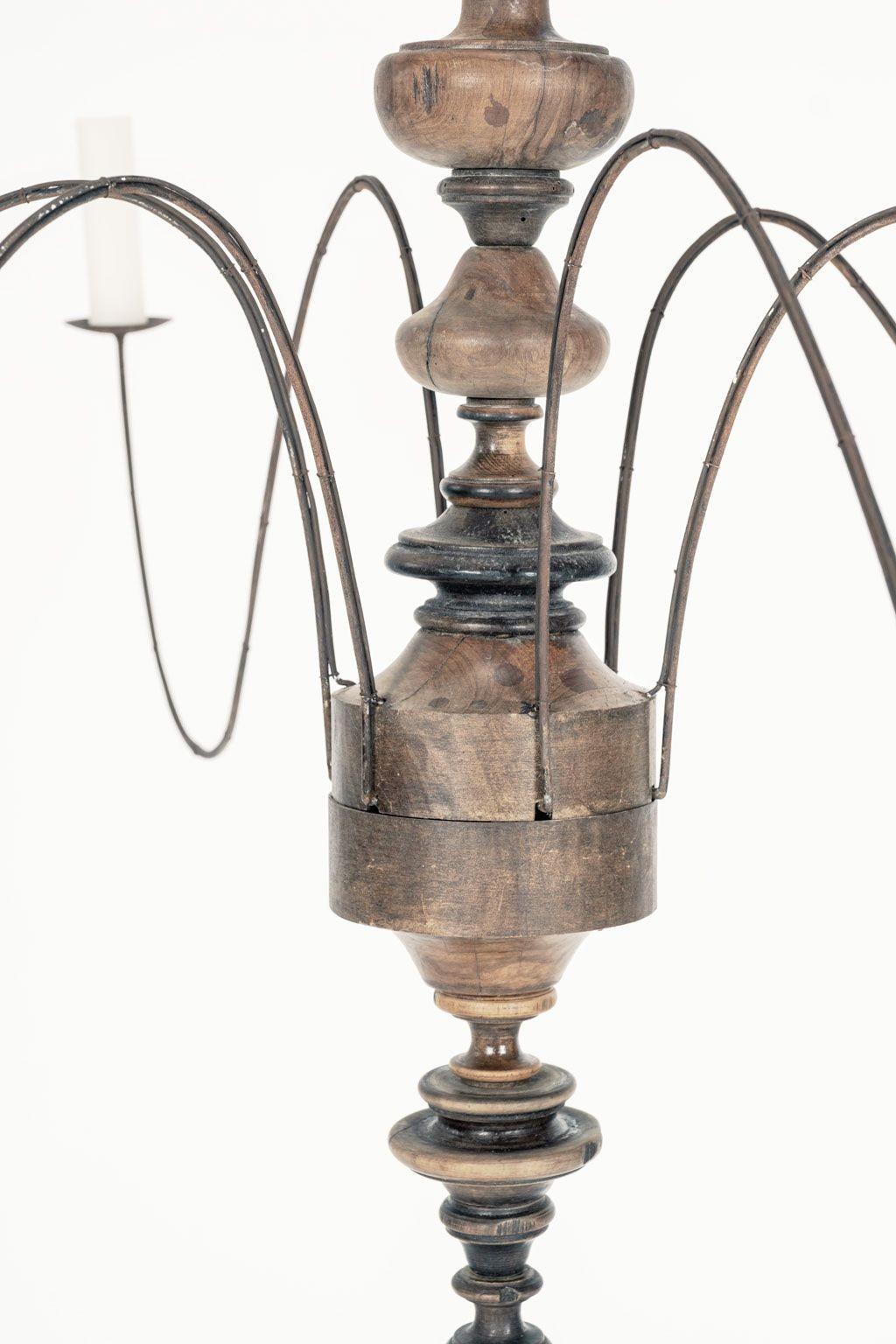 Hand-Carved Six-Arm Italian Chandelier For Sale