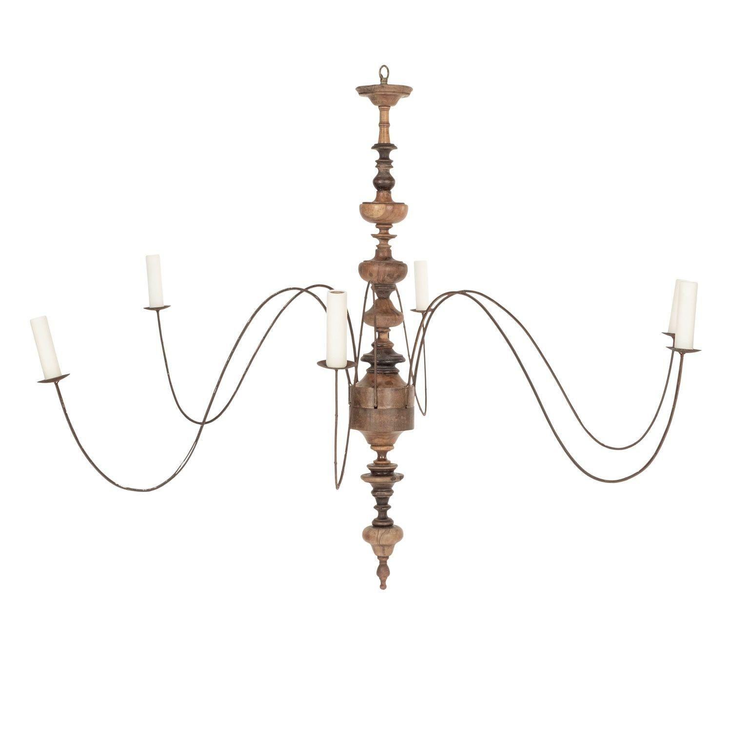 Six-Arm Italian Chandelier In Good Condition For Sale In Houston, TX