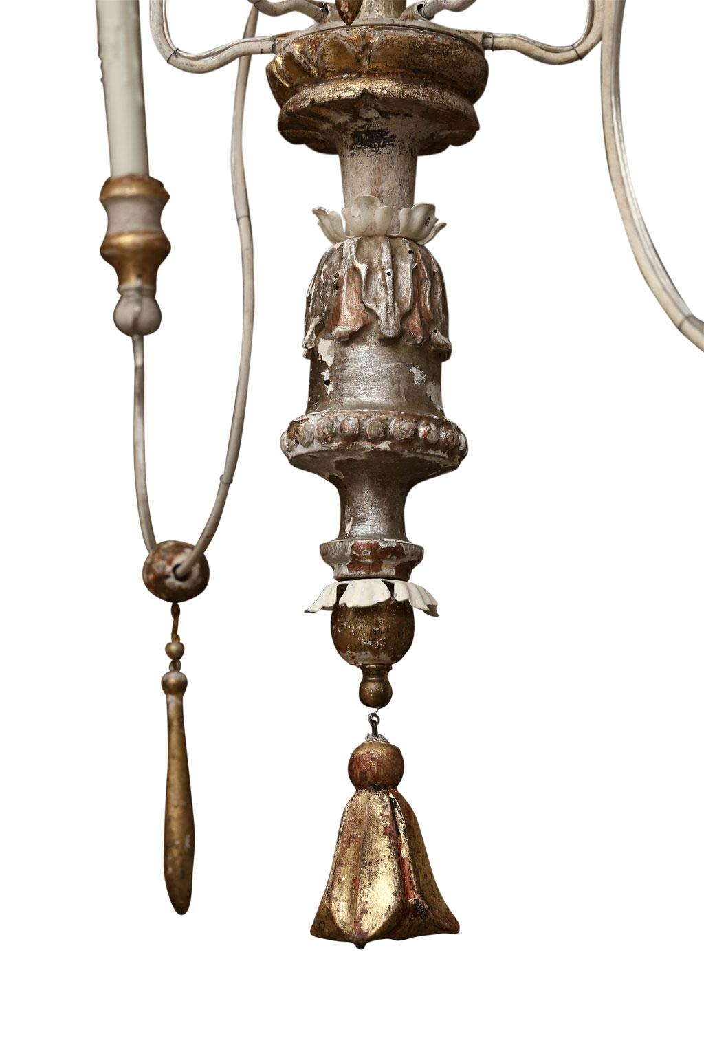 Gesso Six-Arm Italian Chandelier