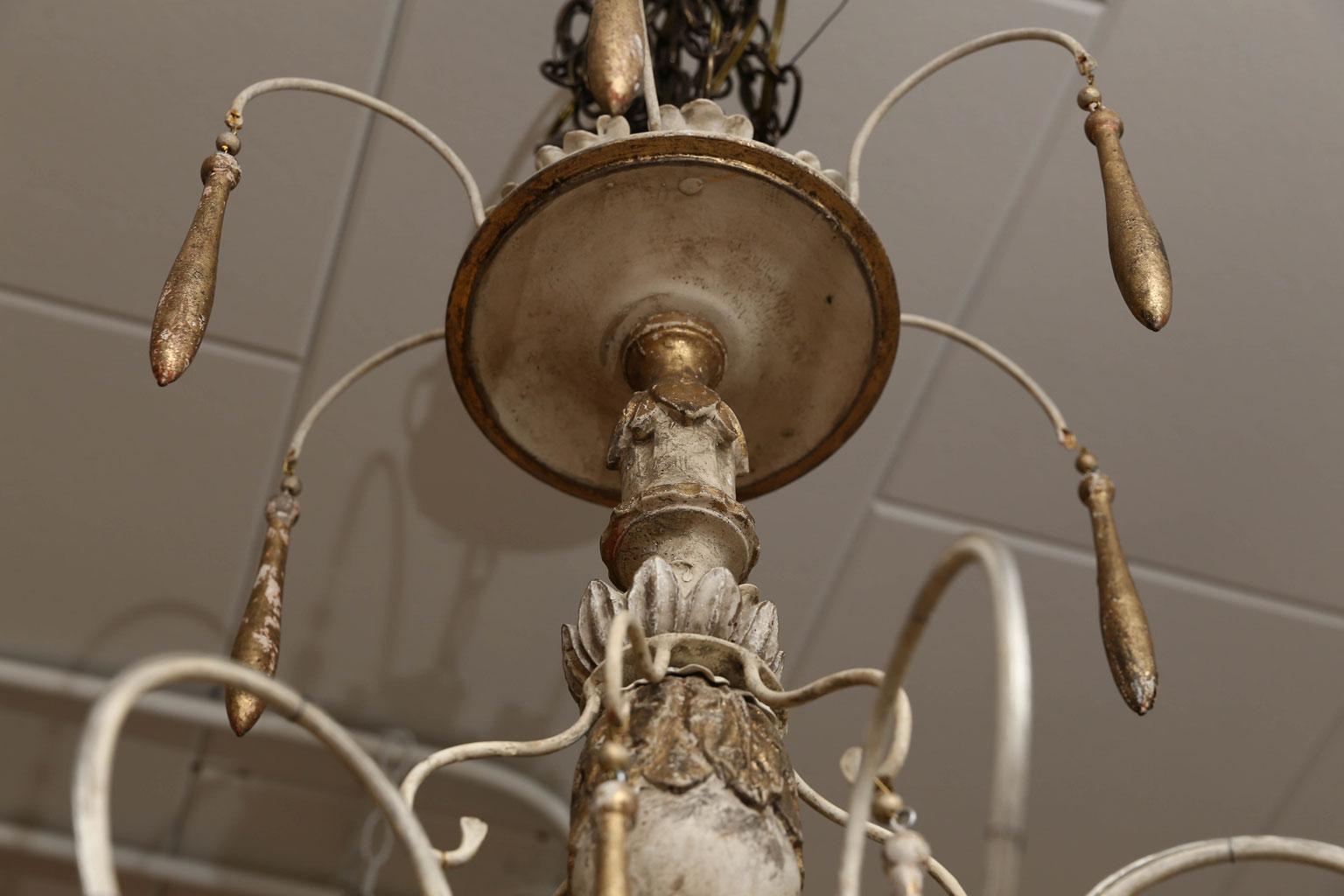 Gesso Six-Arm Italian Chandelier